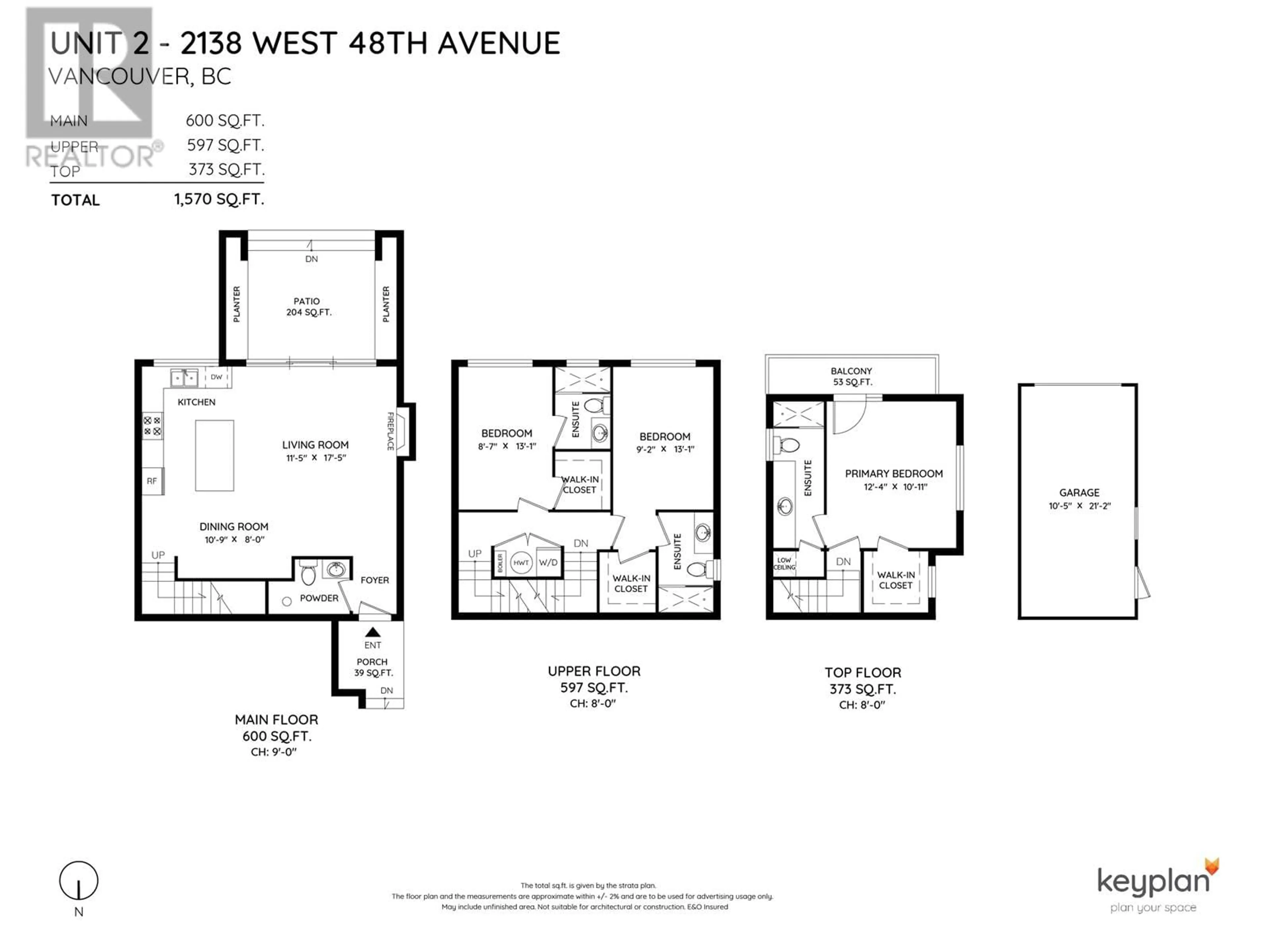 Floor plan for 2 2138 W 48TH AVENUE, Vancouver British Columbia V6M2P5