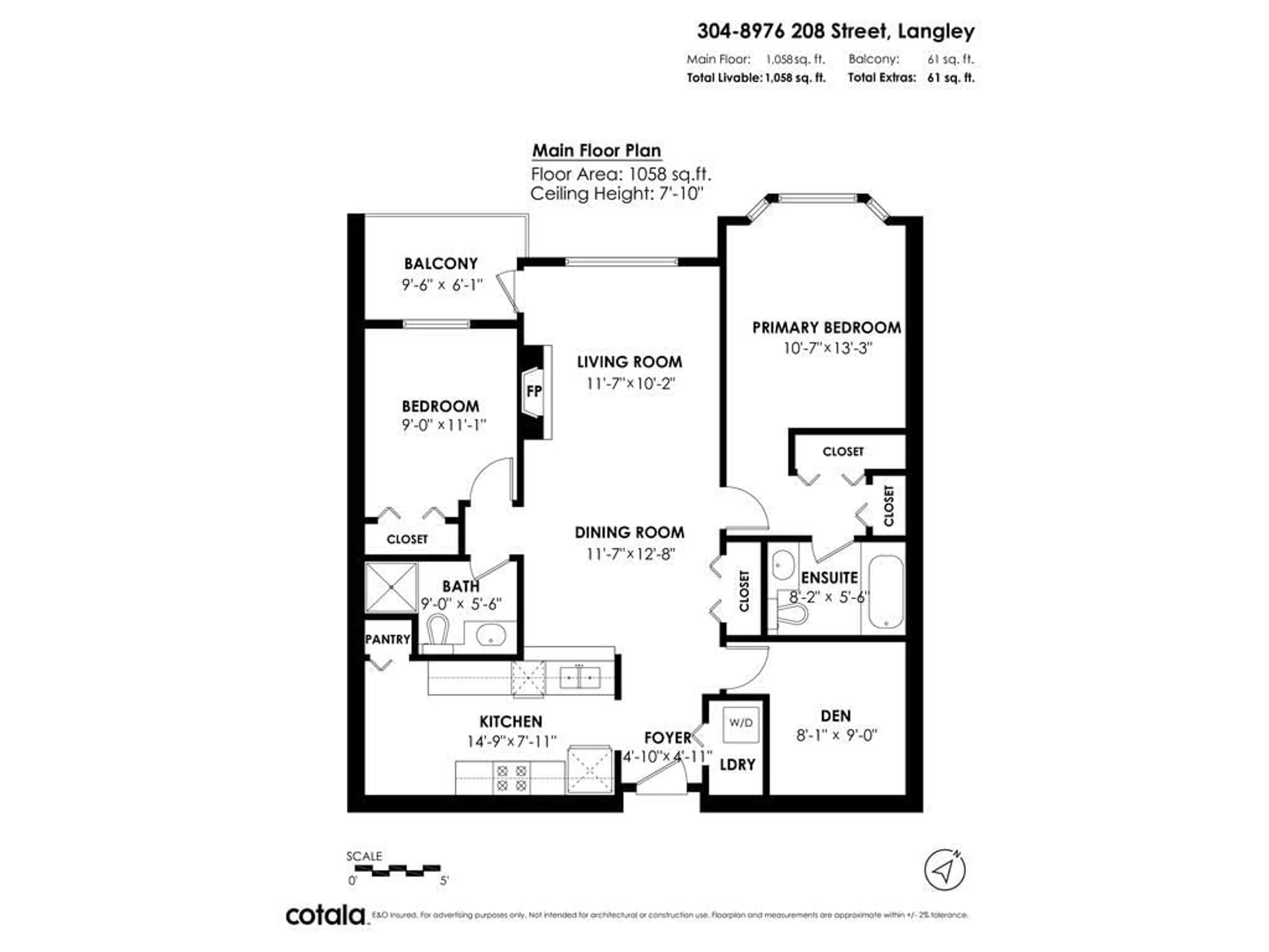 Floor plan for 304 8976 208 STREET, Langley British Columbia V1M2Y8