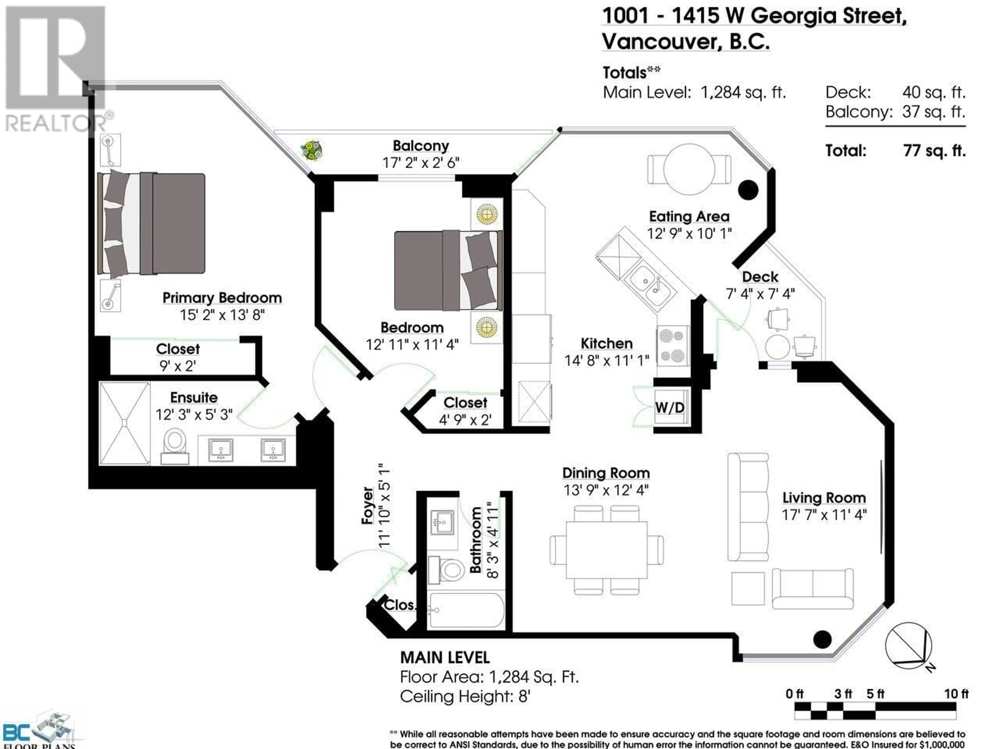 Floor plan for 1001 1415 W GEORGIA STREET, Vancouver British Columbia V6G3C8