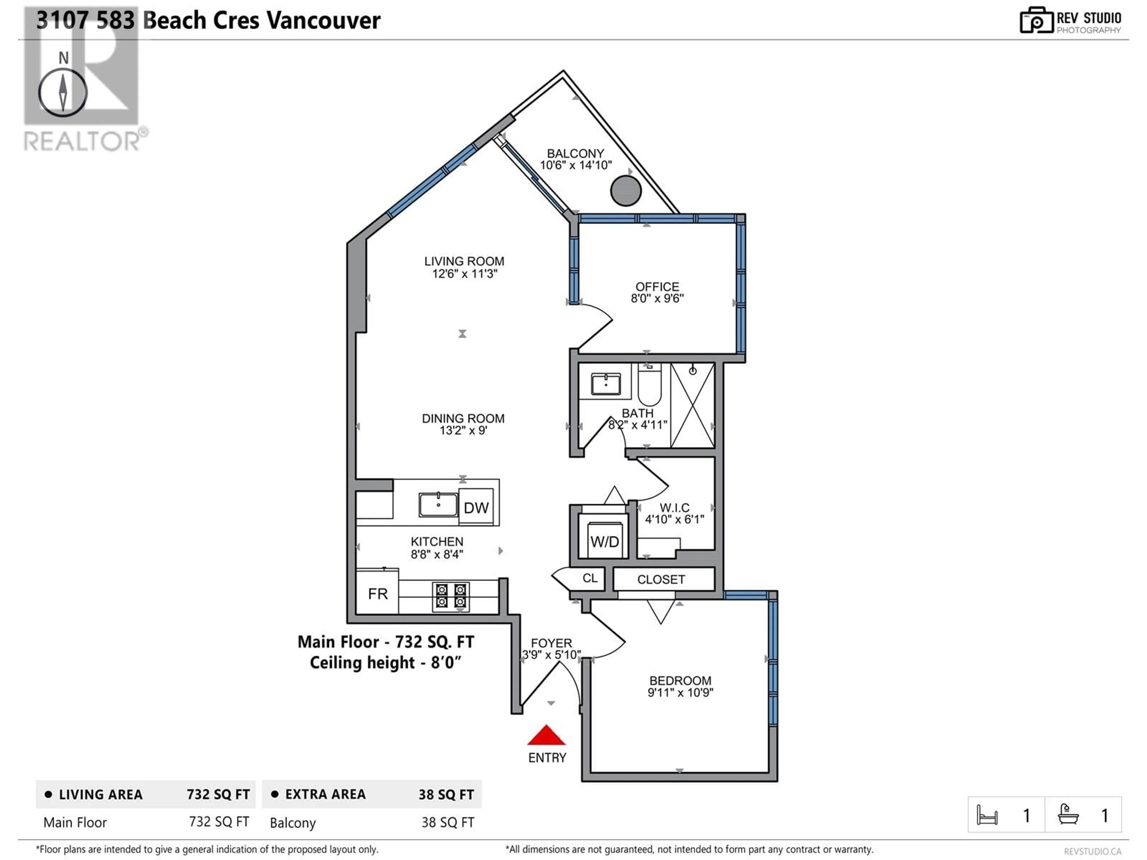 Floor plan for 3107 583 BEACH CRESCENT, Vancouver British Columbia V6Z3E6