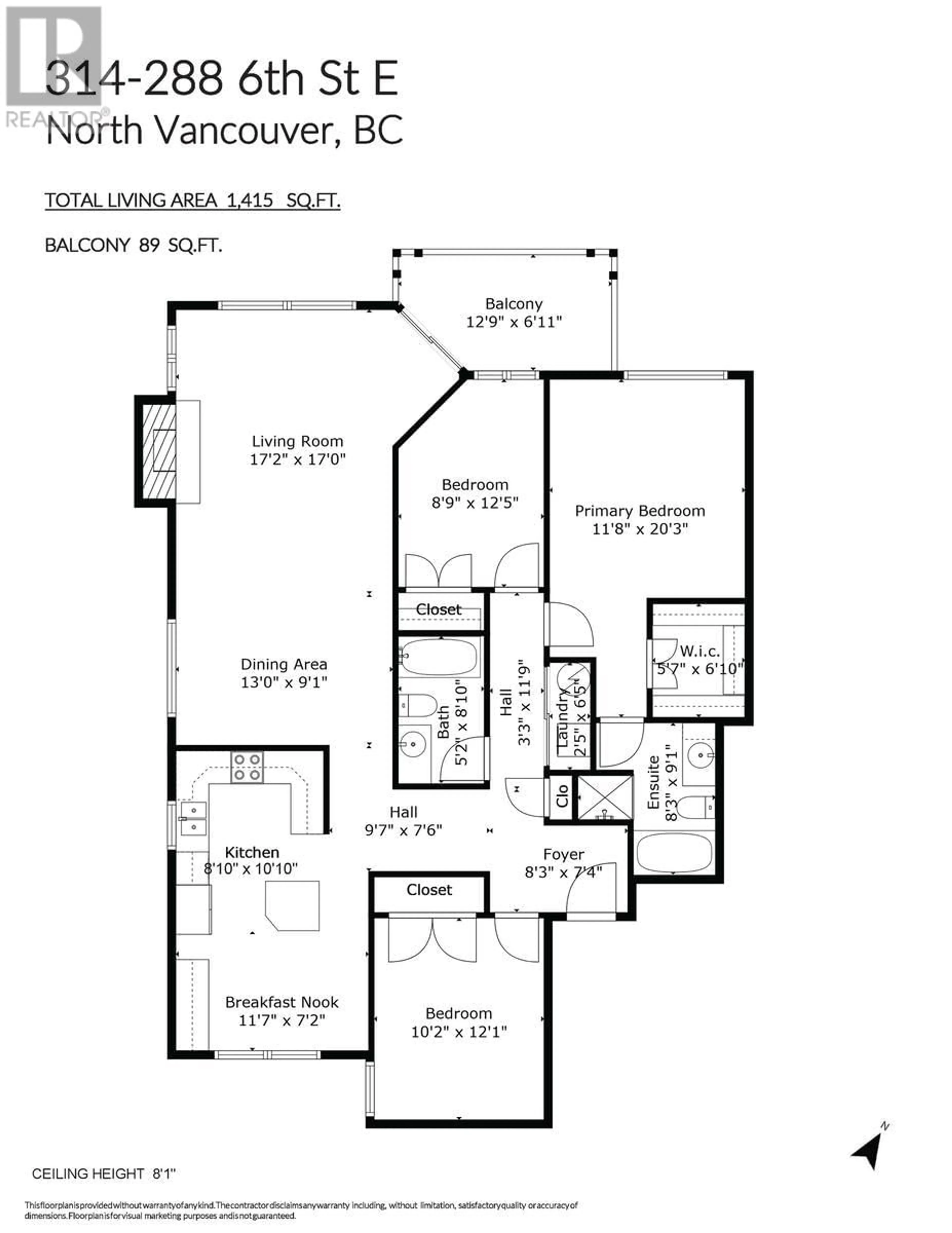 Floor plan for 314 288 E 6TH STREET, North Vancouver British Columbia V7L1P5