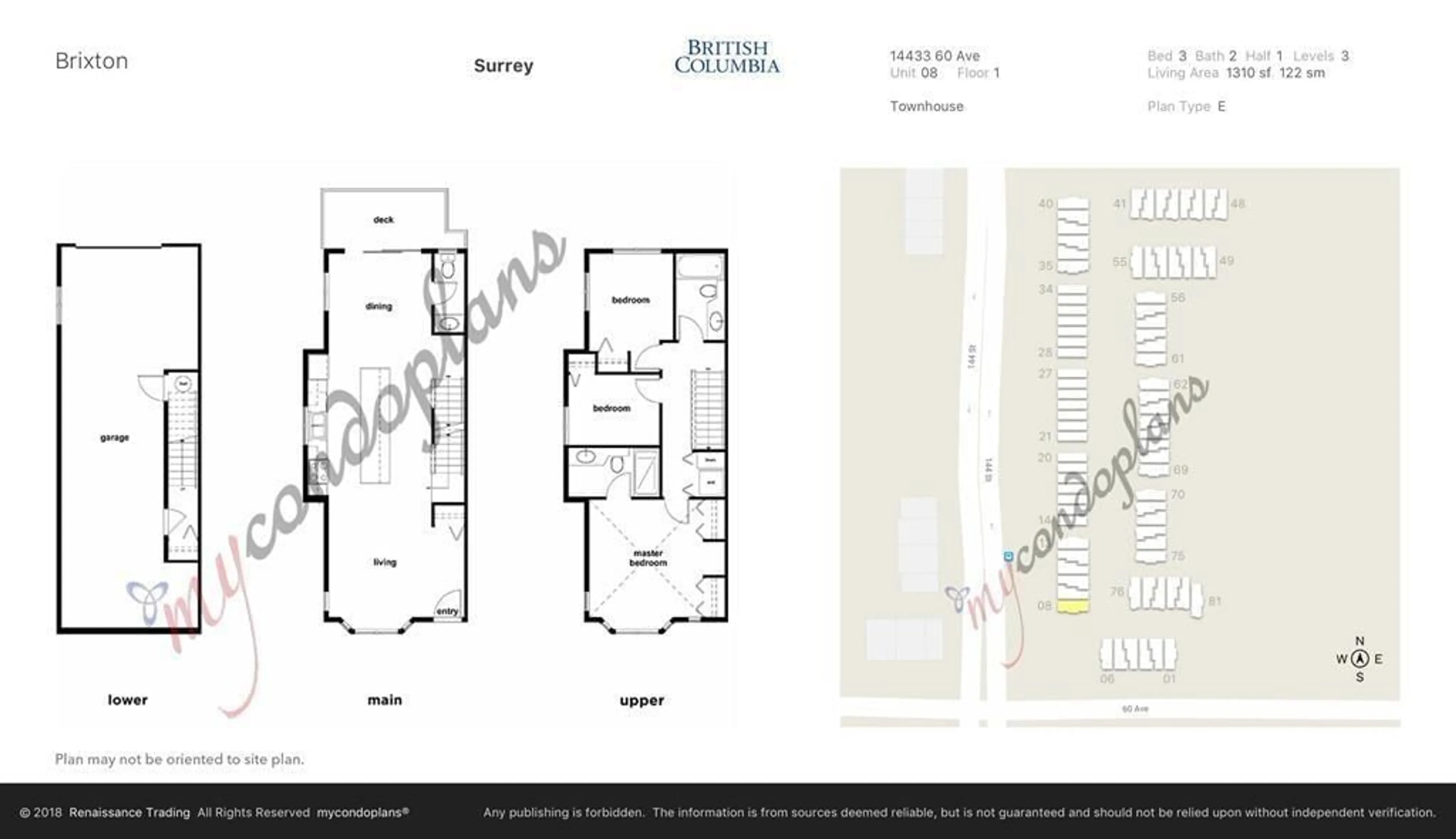 Floor plan for 8 14433 60 AVENUE, Surrey British Columbia V3S1R4