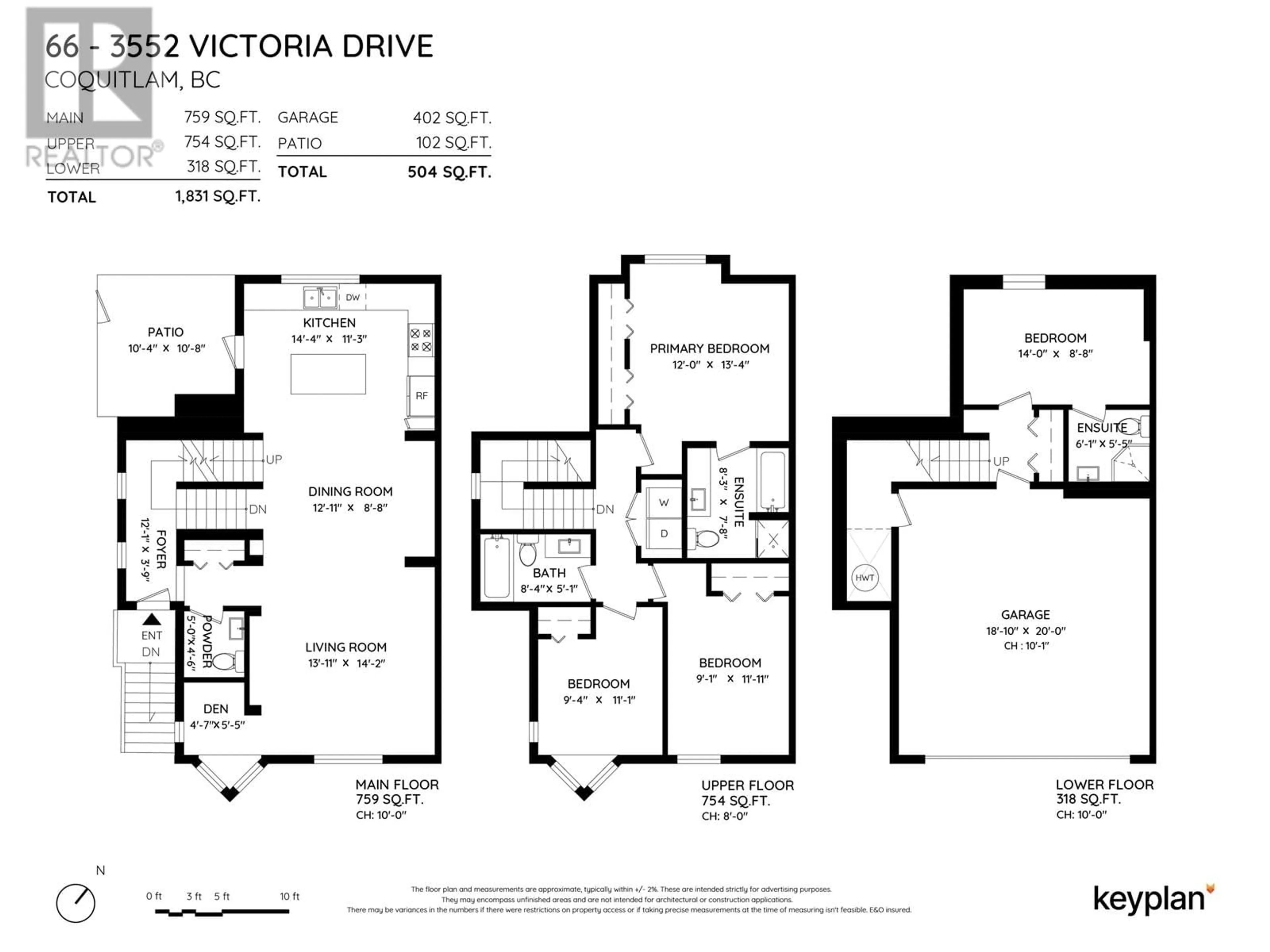 Floor plan for 66 3552 VICTORIA DRIVE, Coquitlam British Columbia V3C3V4