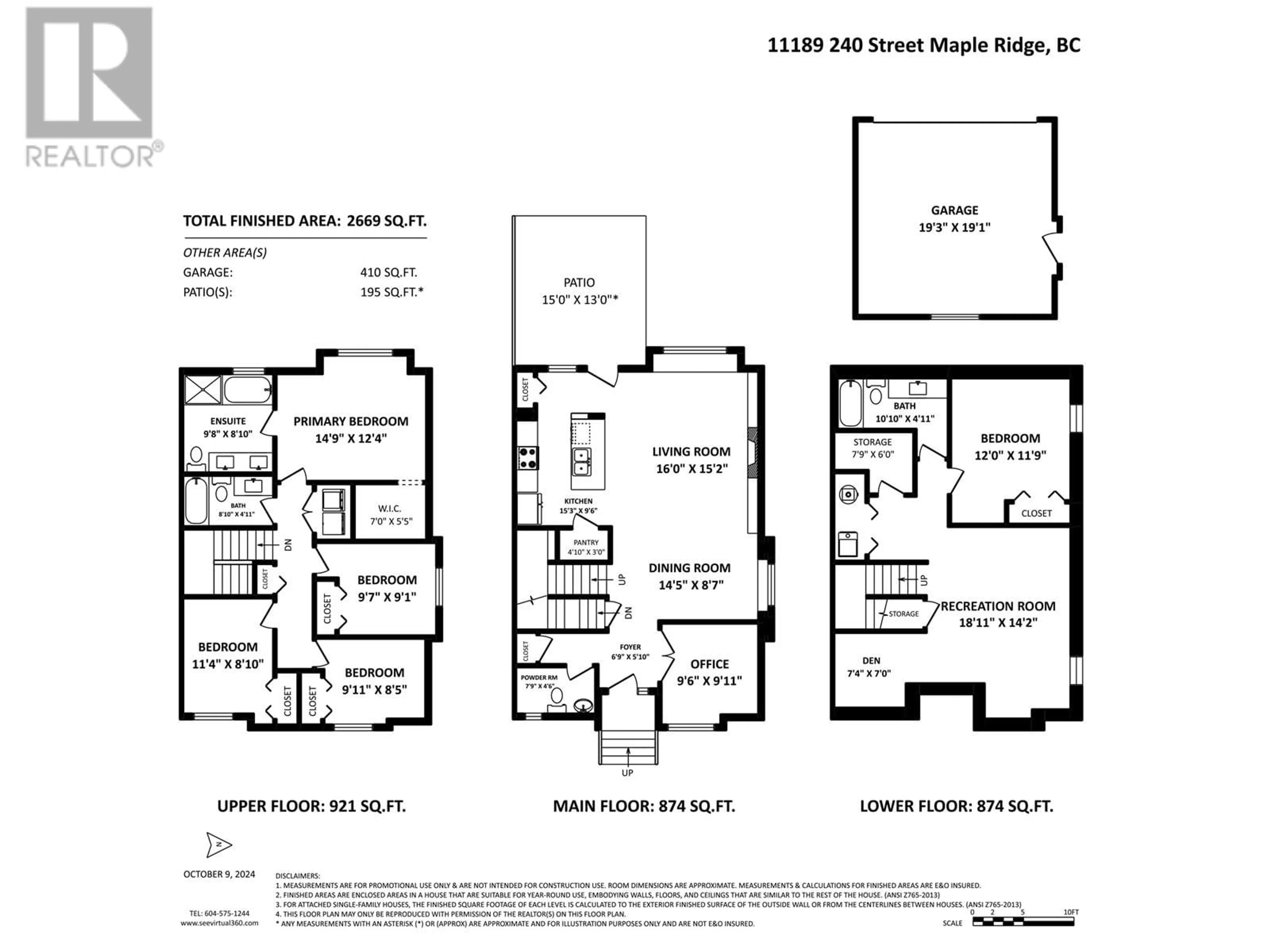 Floor plan for 11189 240 STREET, Maple Ridge British Columbia V2W0H7