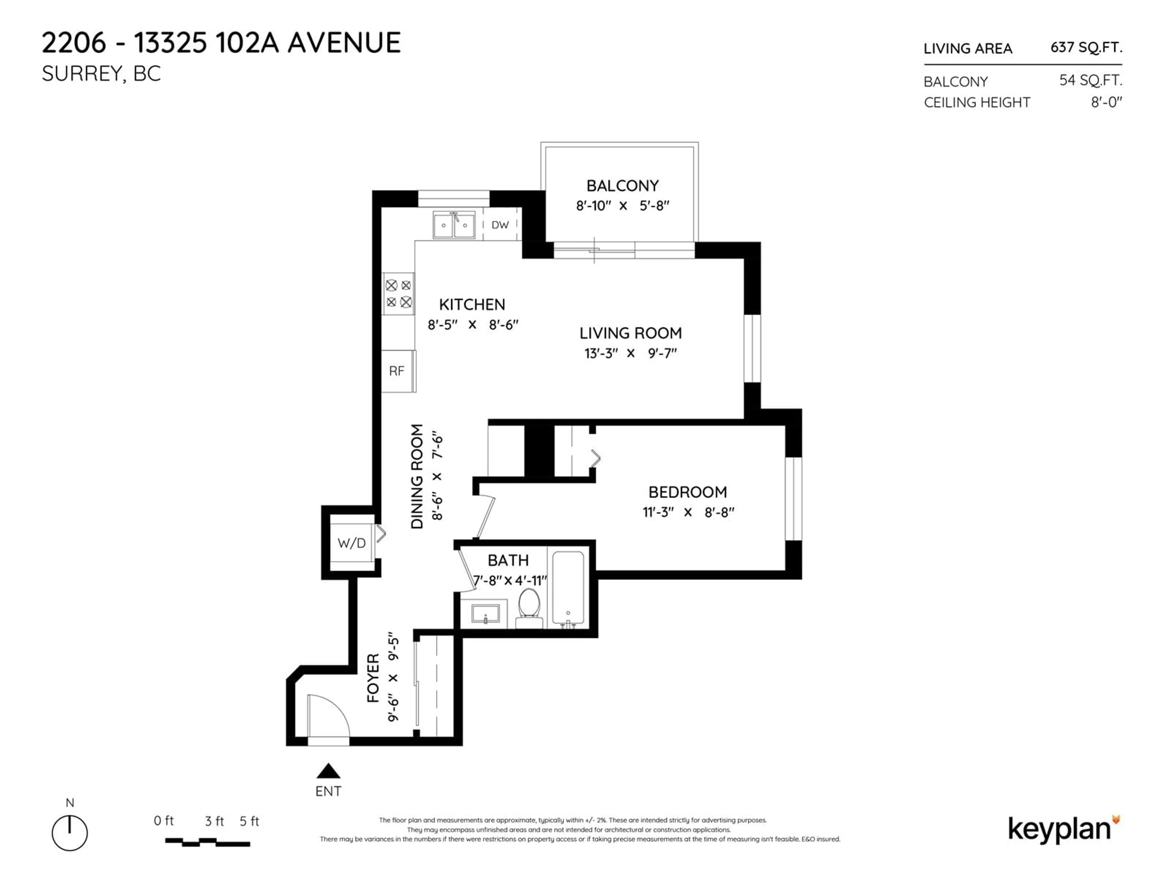 Floor plan for 2206 13325 102A AVENUE, Surrey British Columbia V3R8X8