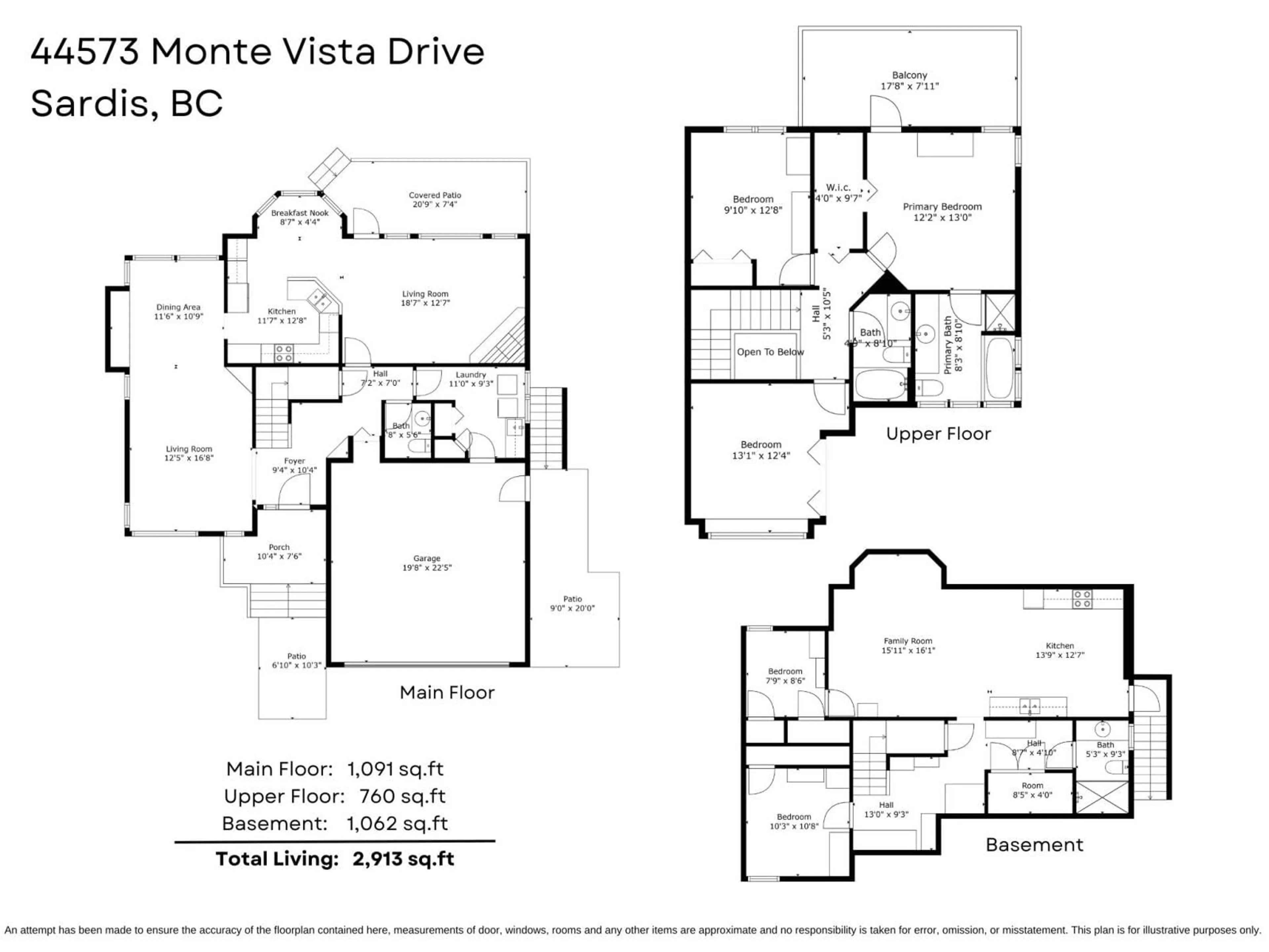 Floor plan for 44573 MONTE VISTA DRIVE, Chilliwack British Columbia V2R5T2