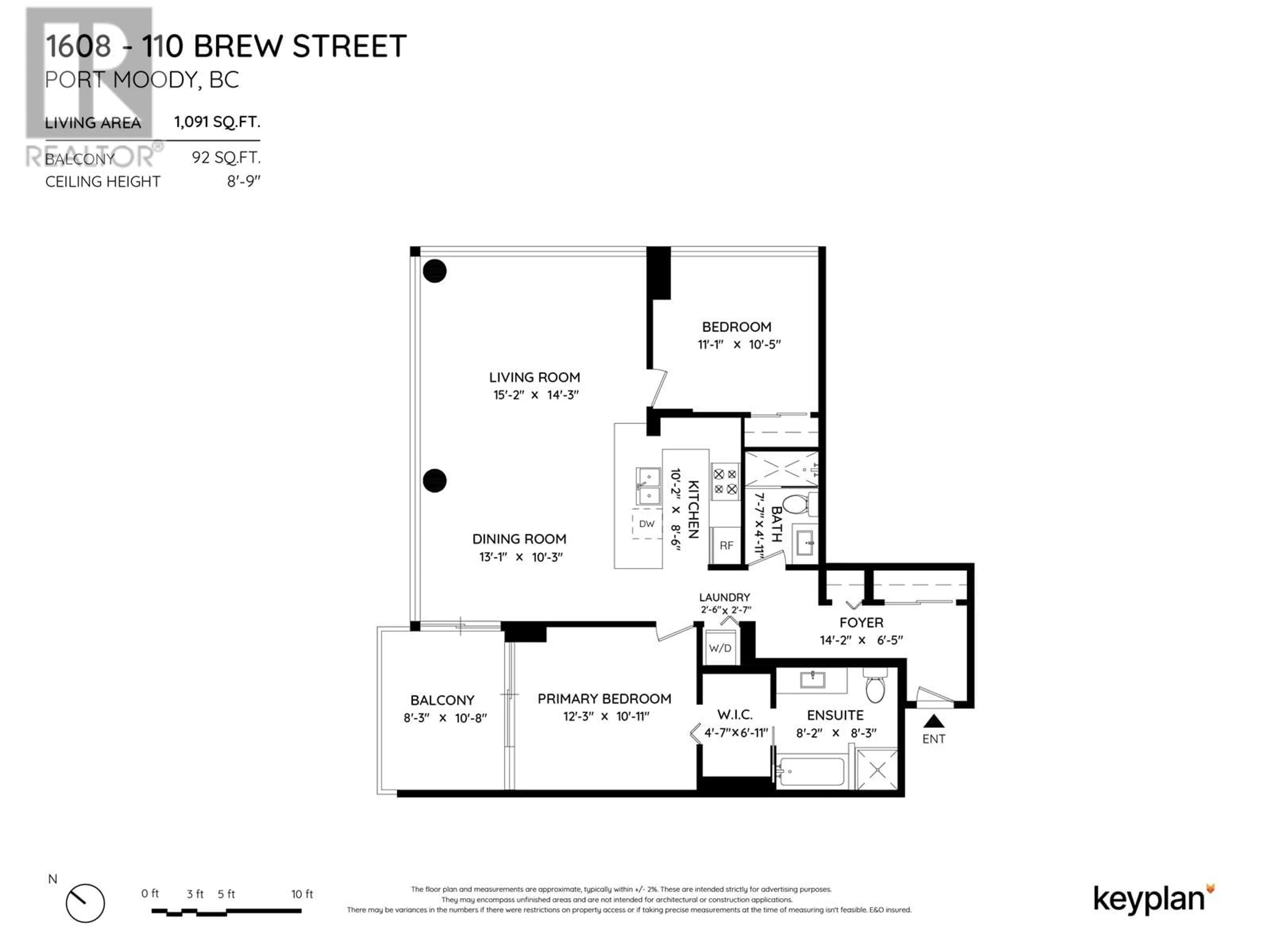 Floor plan for 1608 110 BREW STREET, Port Moody British Columbia V3H0E4