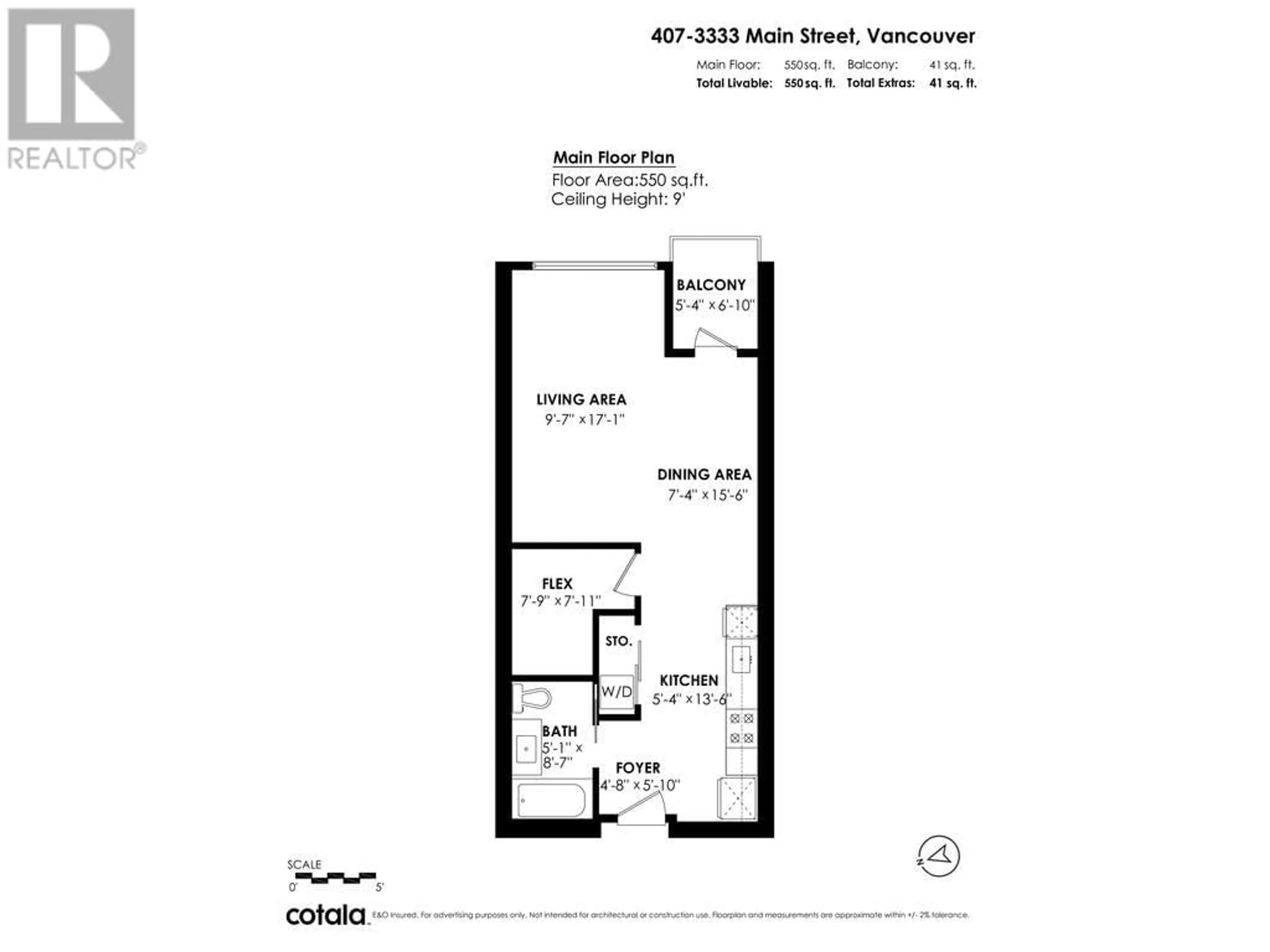 Floor plan for 407 3333 MAIN STREET, Vancouver British Columbia V5V3M8