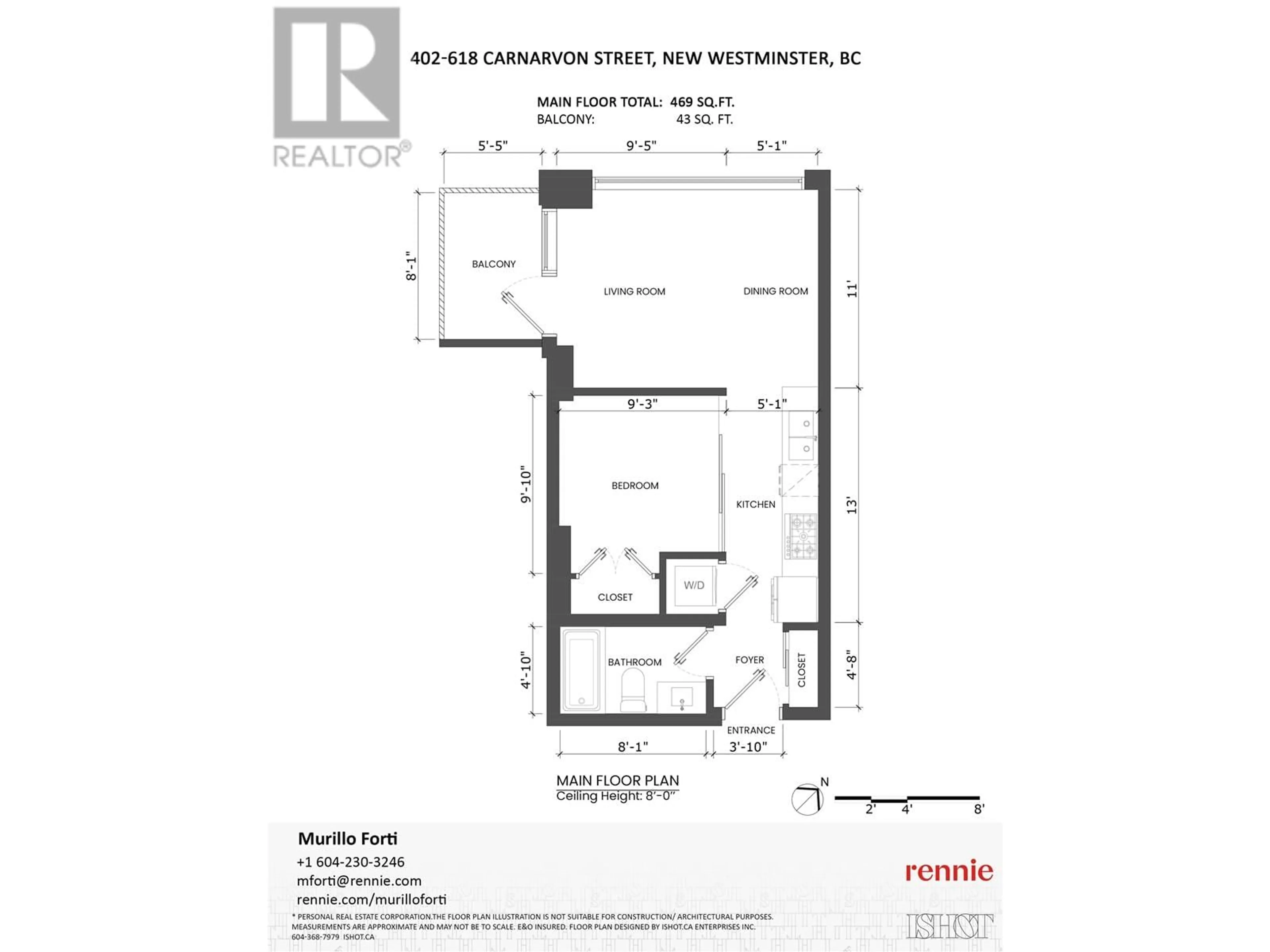 Floor plan for 402 618 CARNARVON STREET, New Westminster British Columbia V3M0N9