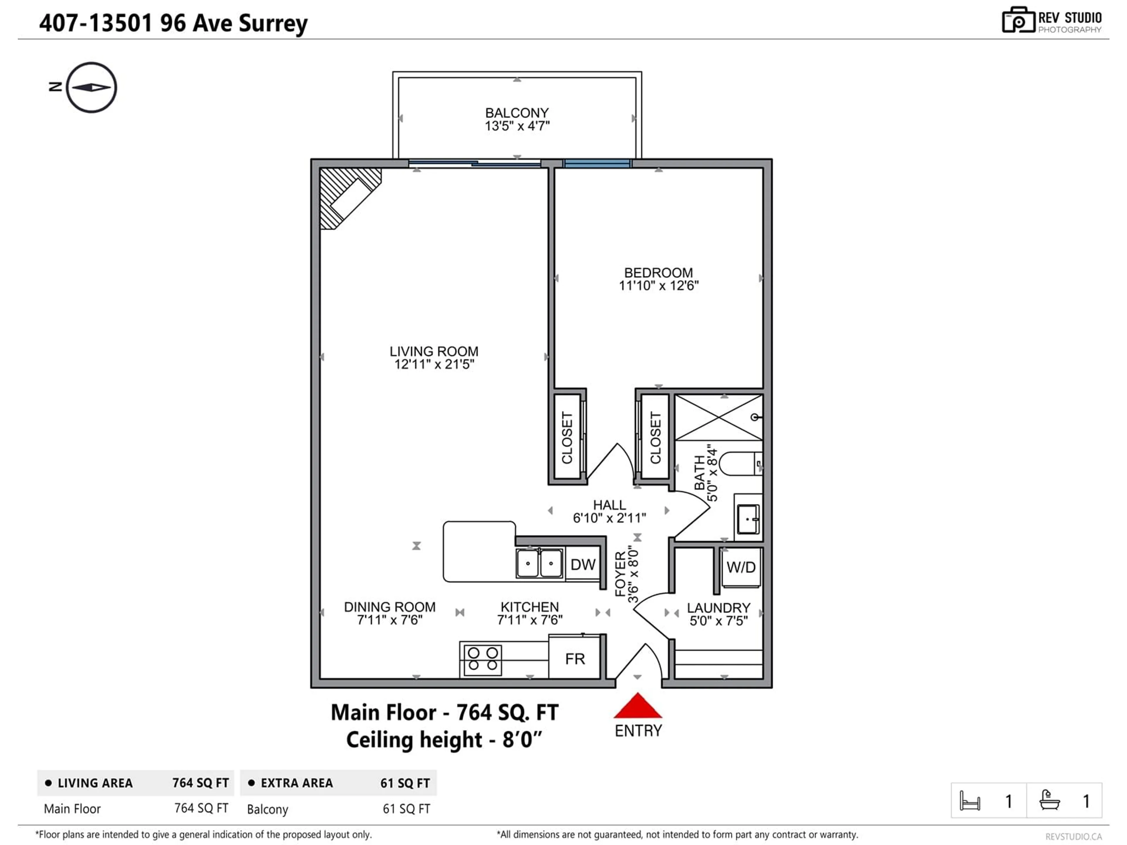 Floor plan for 407 13501 96 AVENUE, Surrey British Columbia V3V7L9