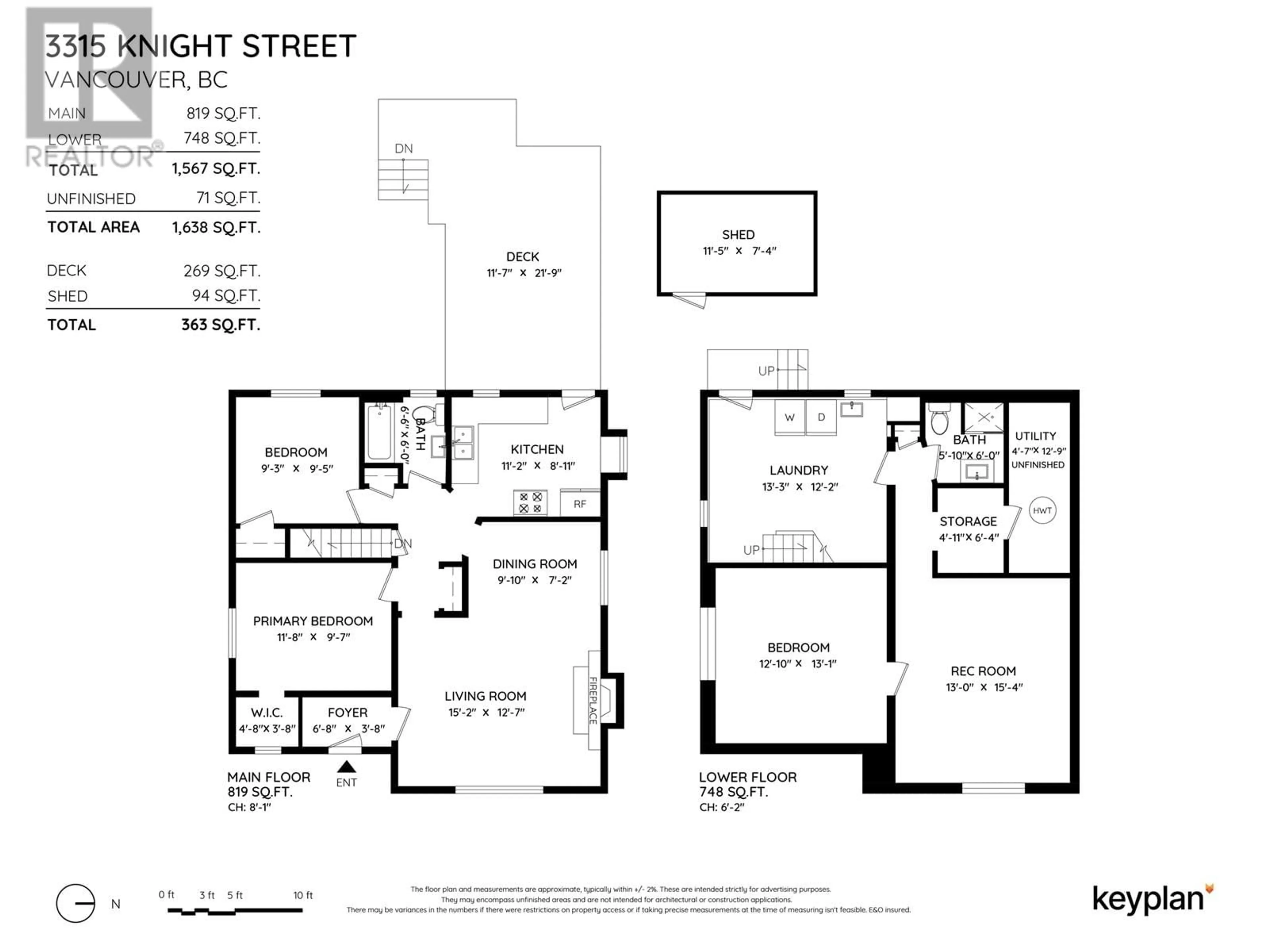 Floor plan for 3315 KNIGHT STREET, Vancouver British Columbia V5N3K7