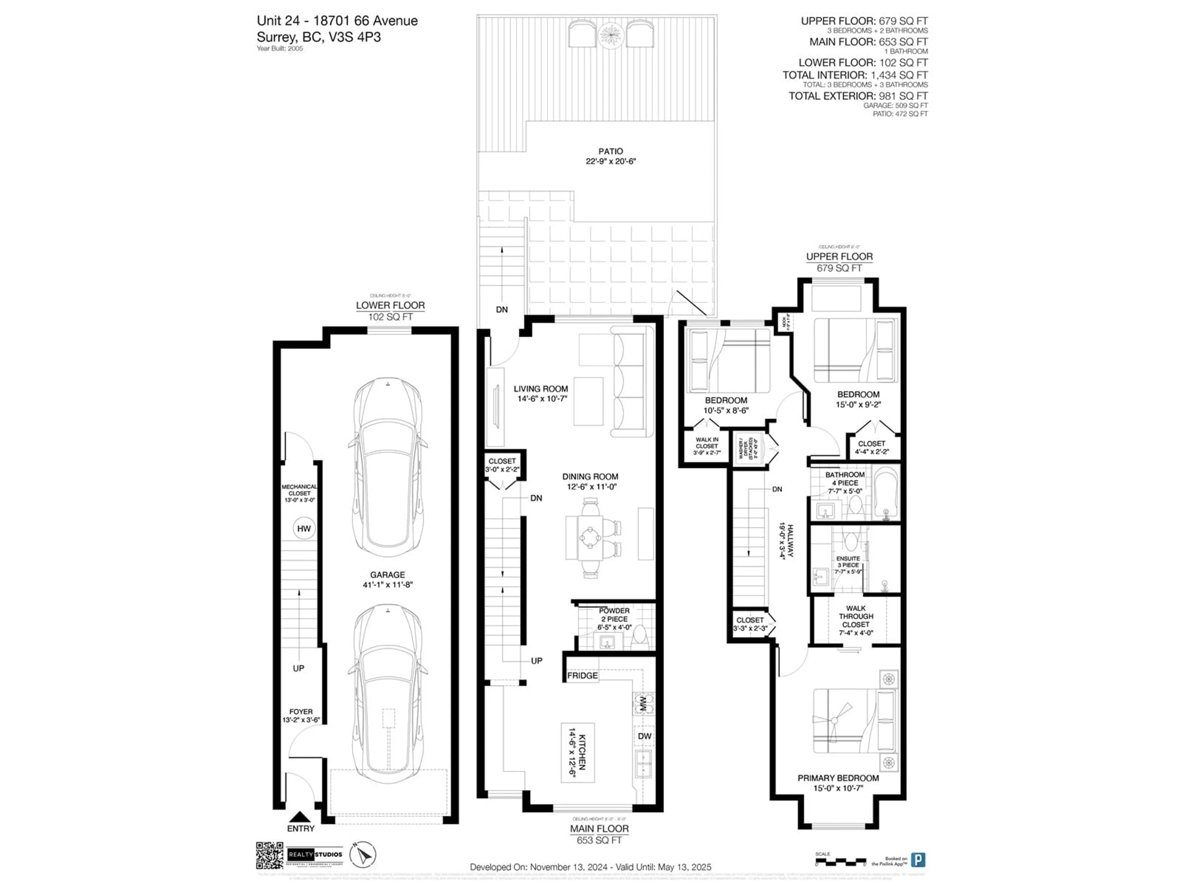 Floor plan for 24 18701 66 AVENUE, Surrey British Columbia V3S4P3