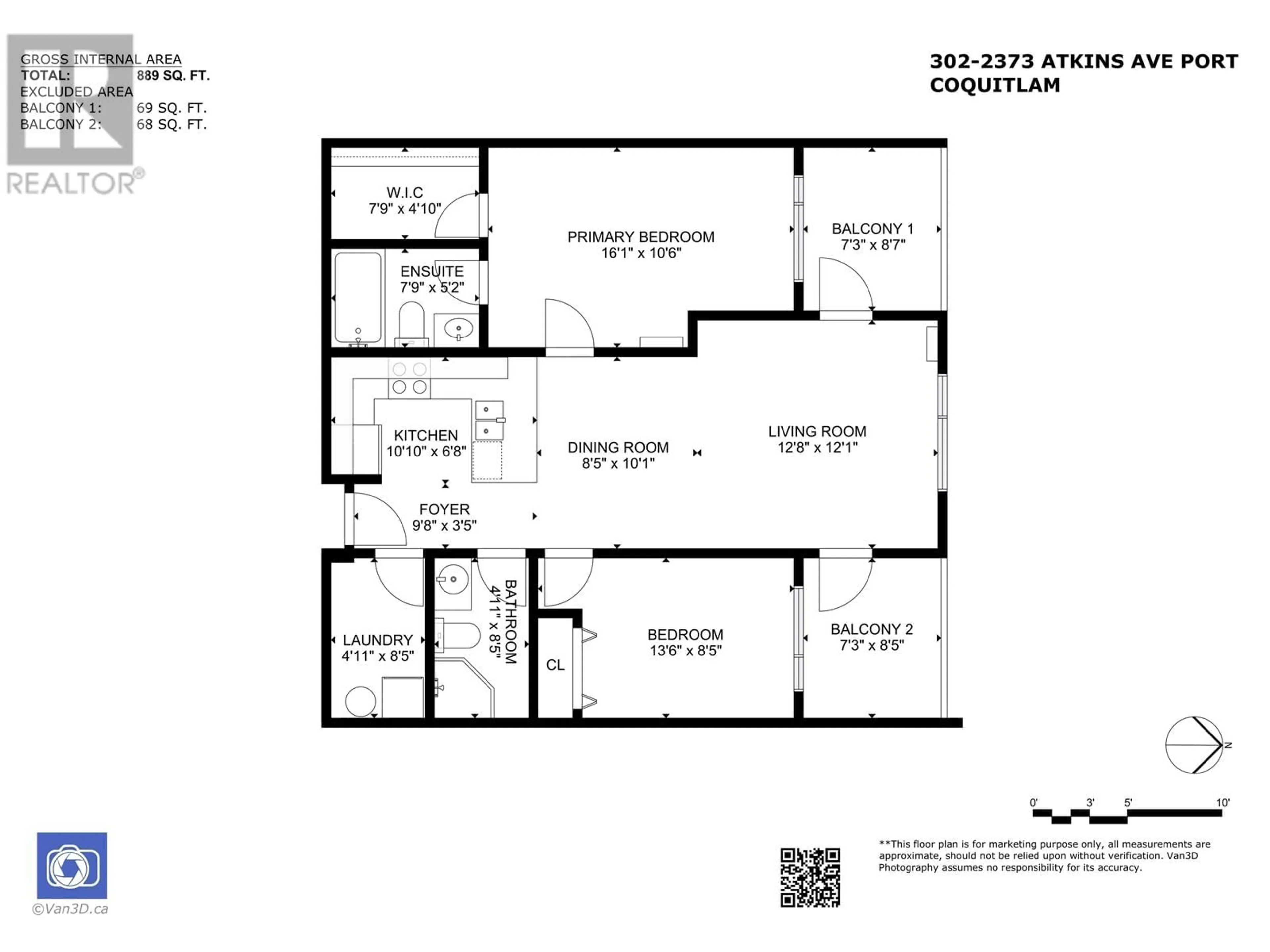 Floor plan for 302 2373 ATKINS AVENUE, Port Coquitlam British Columbia V3C1Y7