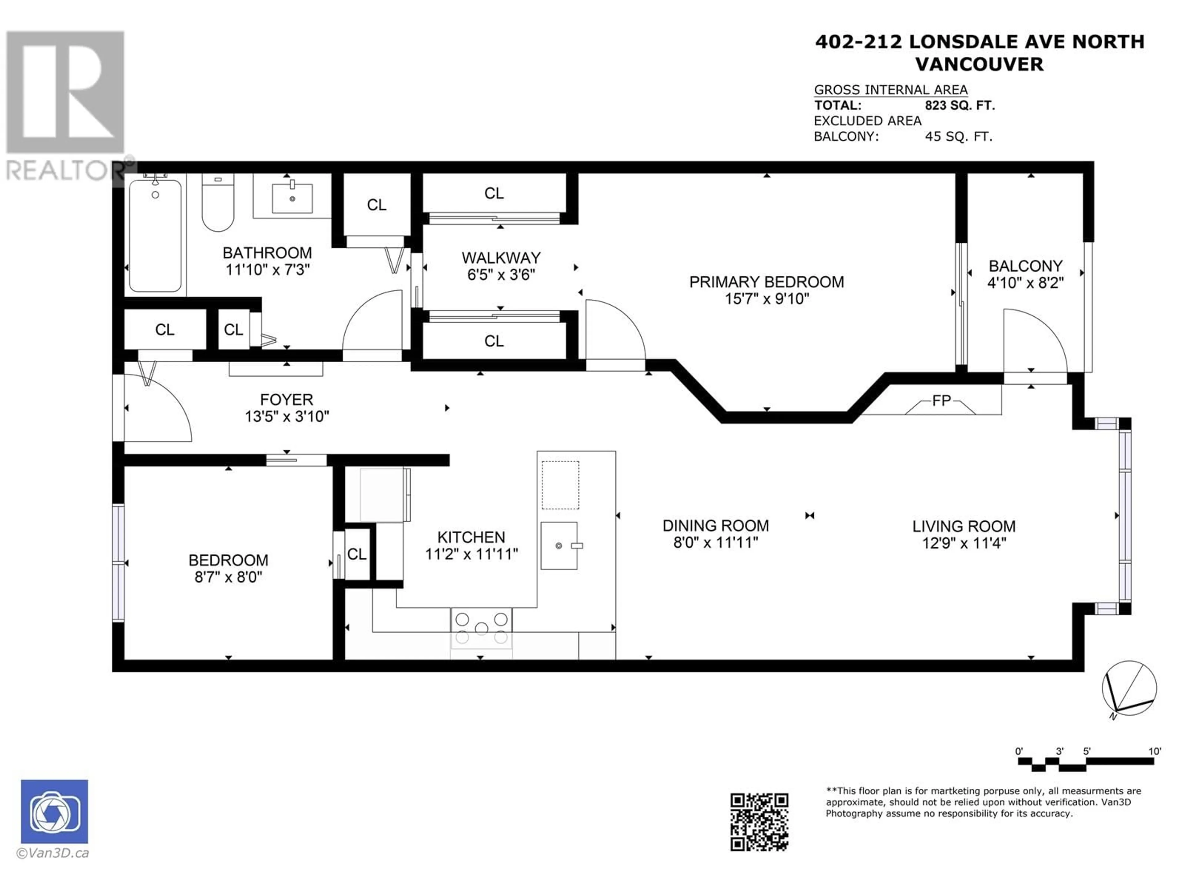 Floor plan for 402 212 LONSDALE AVENUE, North Vancouver British Columbia V7M2G1