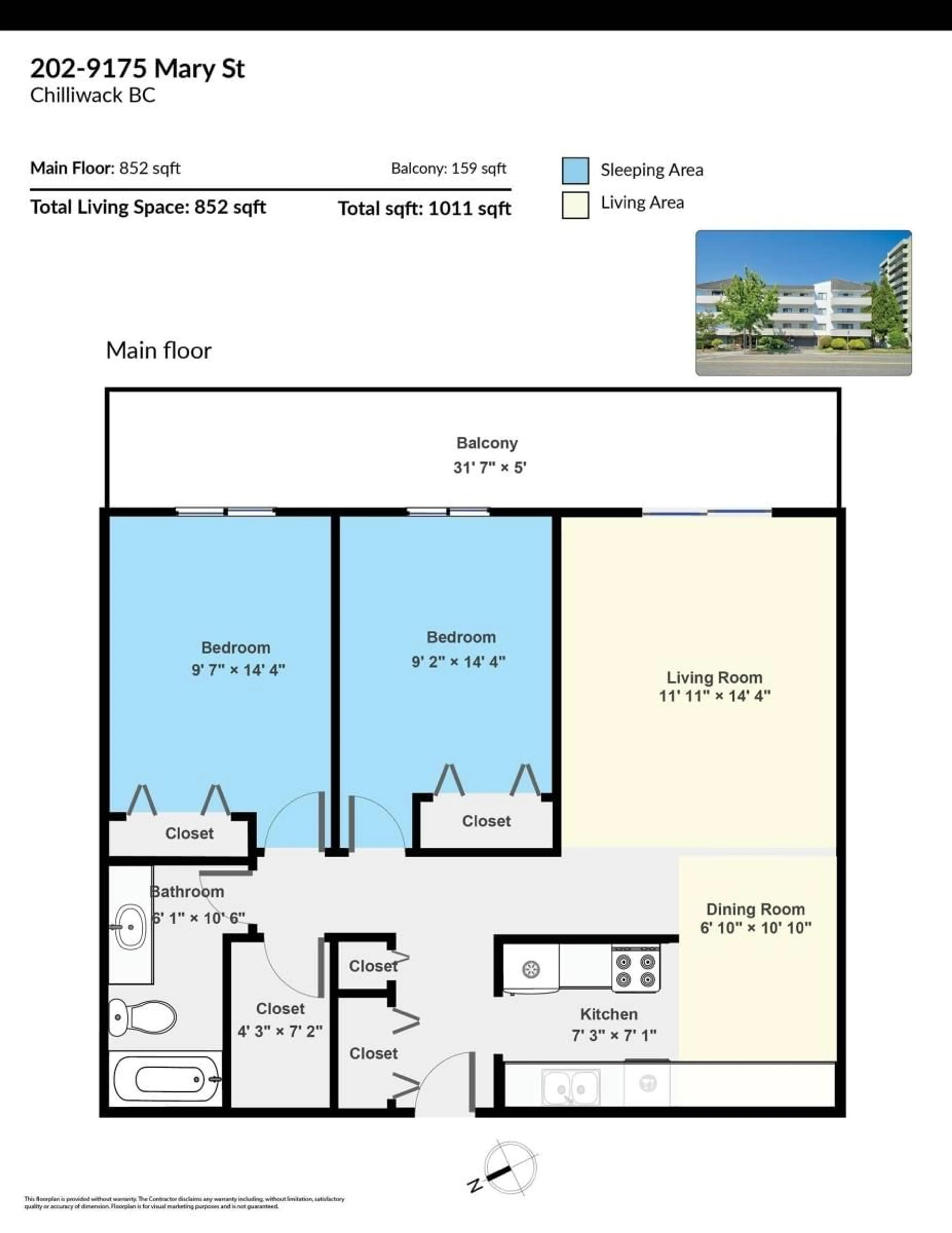 Floor plan for 202 - 9175 MARY STREET, Chilliwack British Columbia V2P4H7