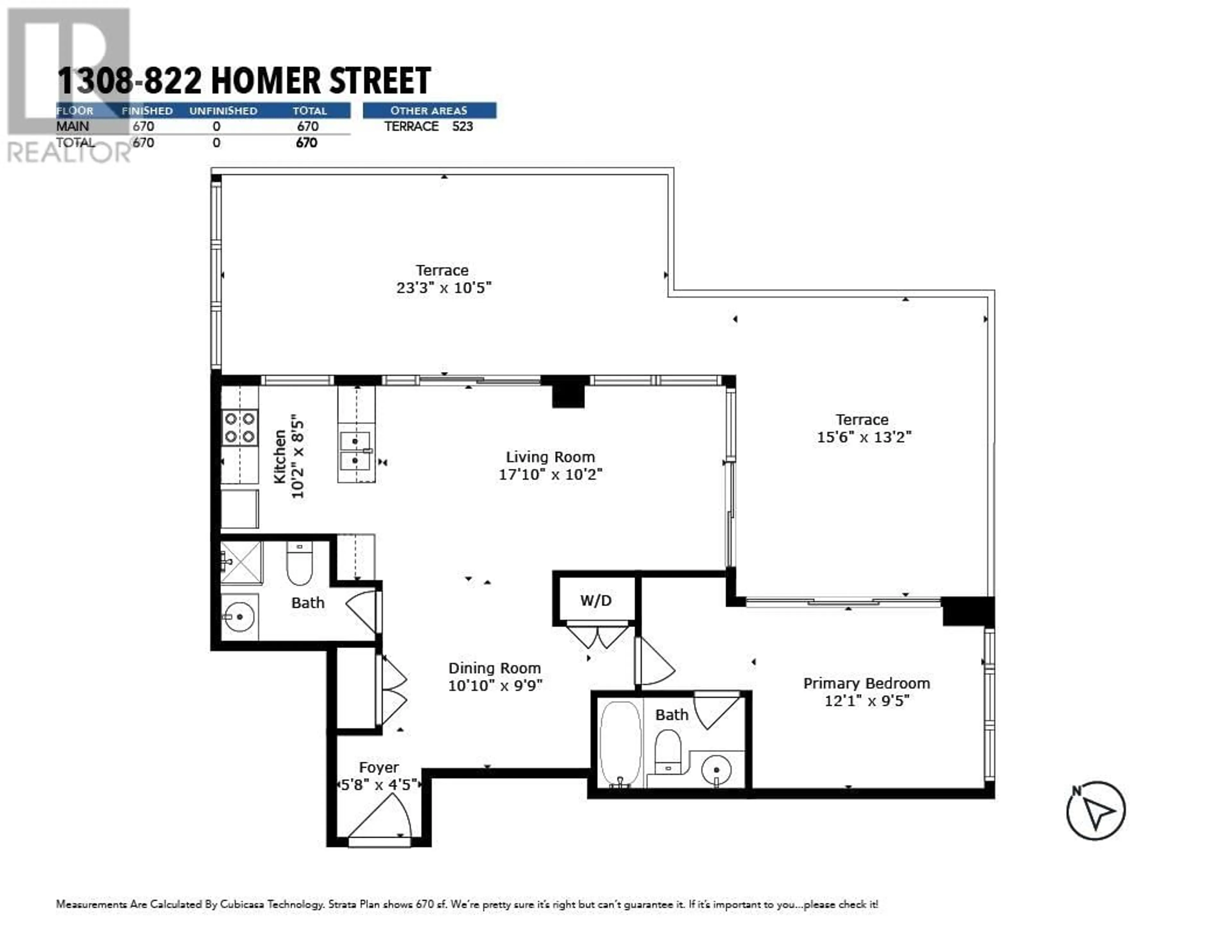 Floor plan for 1308 822 HOMER STREET, Vancouver British Columbia V6B6M3