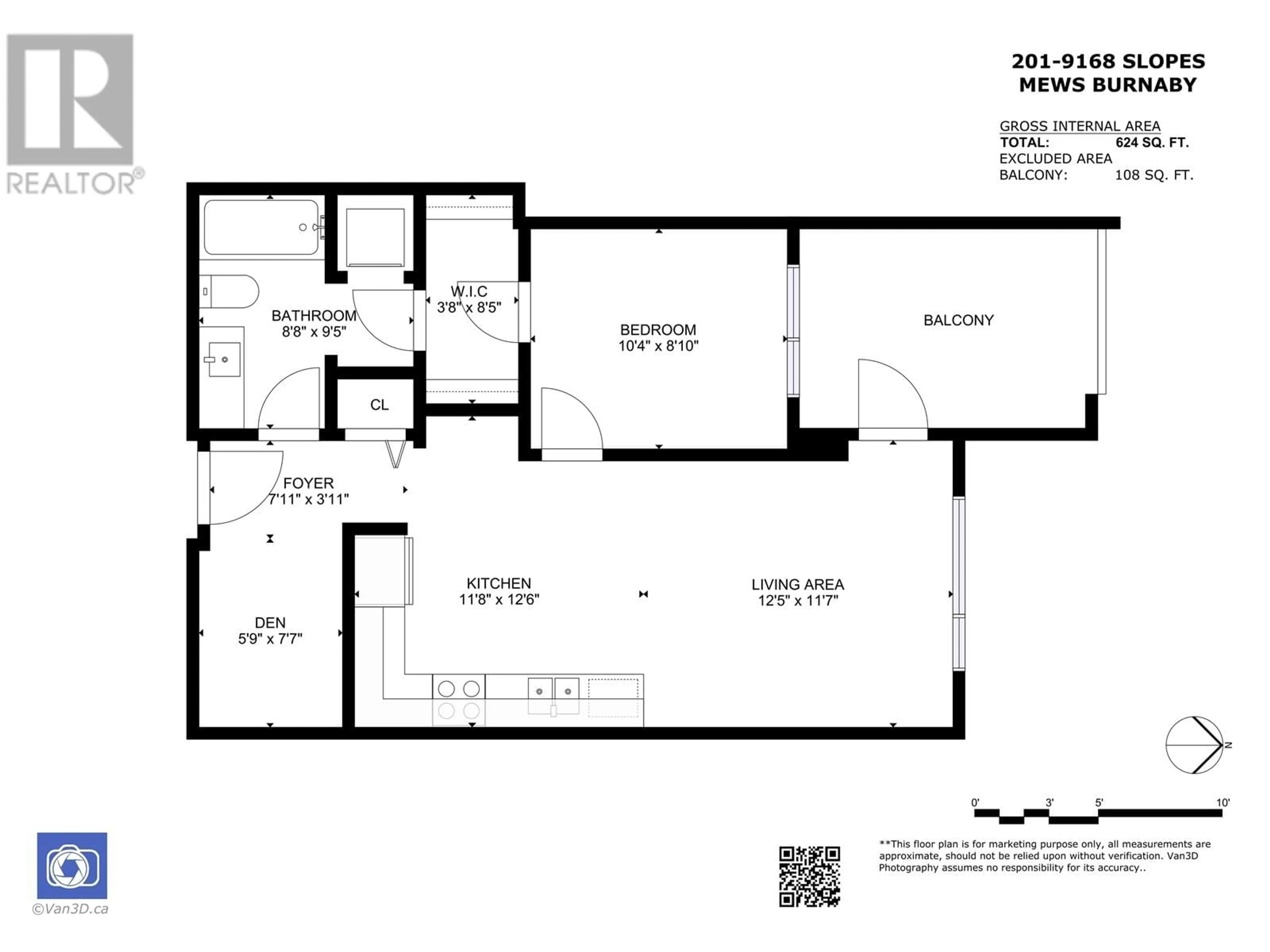 Floor plan for 201 9168 SLOPES MEWS, Burnaby British Columbia V5A0E4