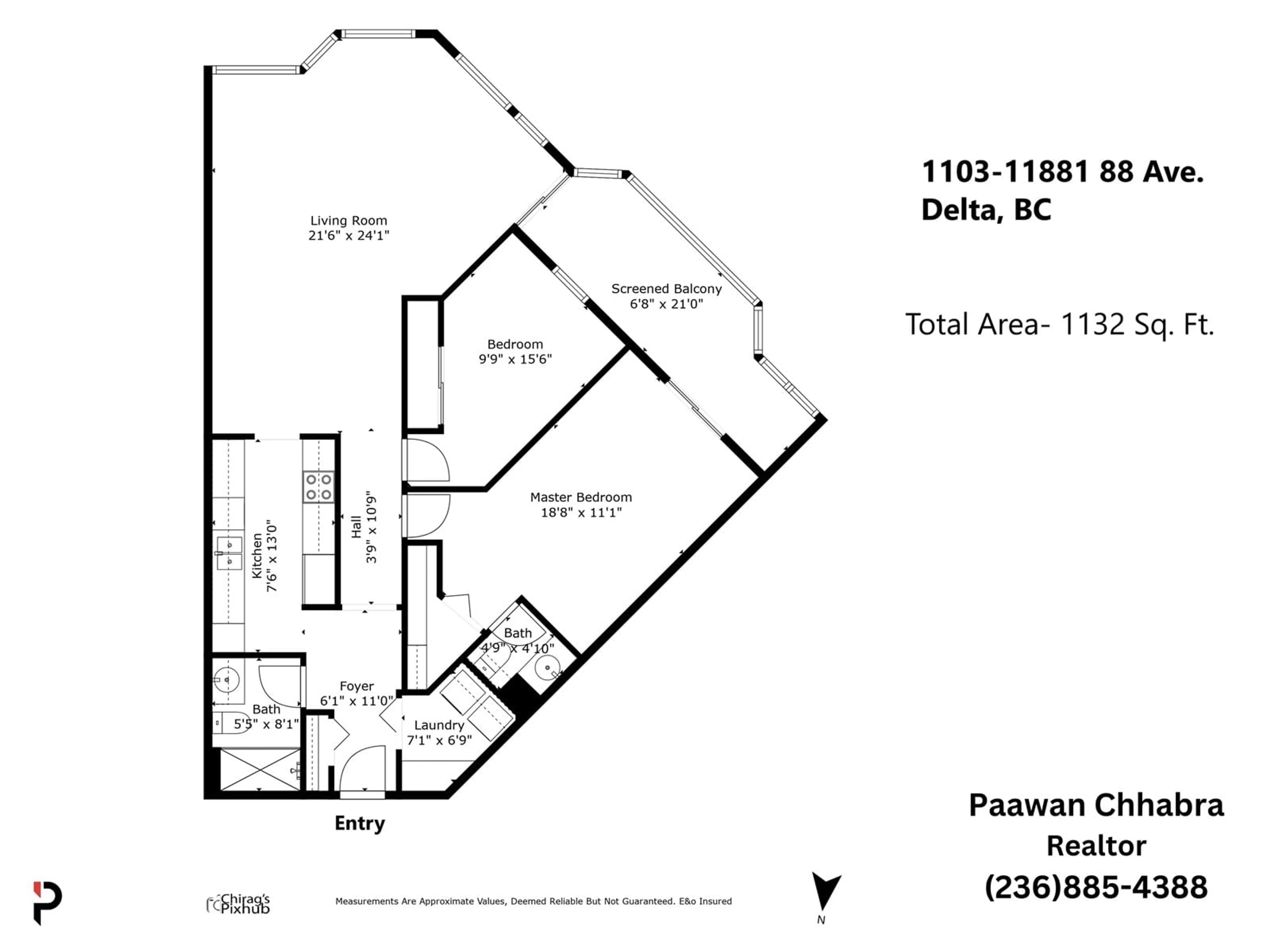 Floor plan for 1103 11881 88 AVENUE, Delta British Columbia V4C8A2