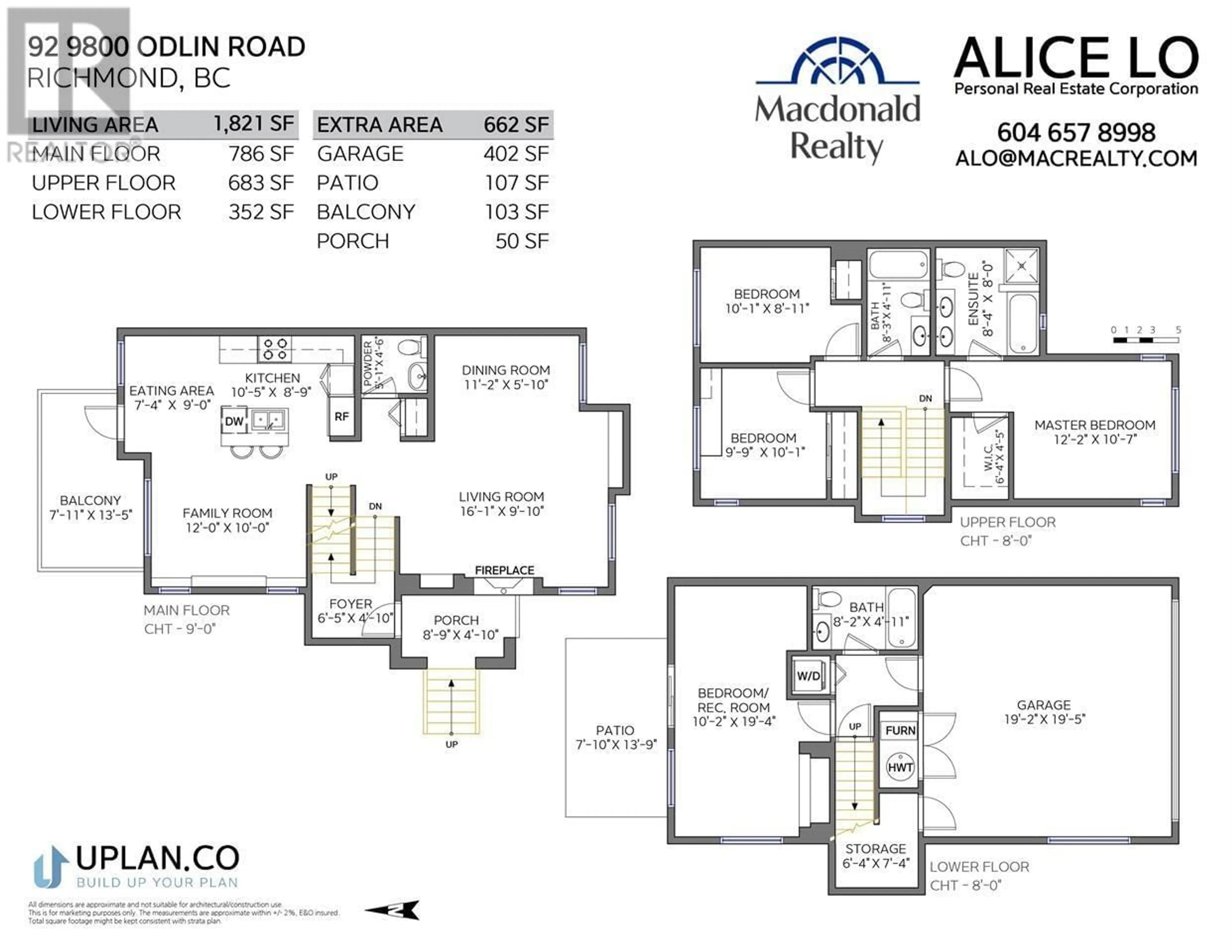 Floor plan for 92 9800 ODLIN ROAD, Richmond British Columbia V6X0C2