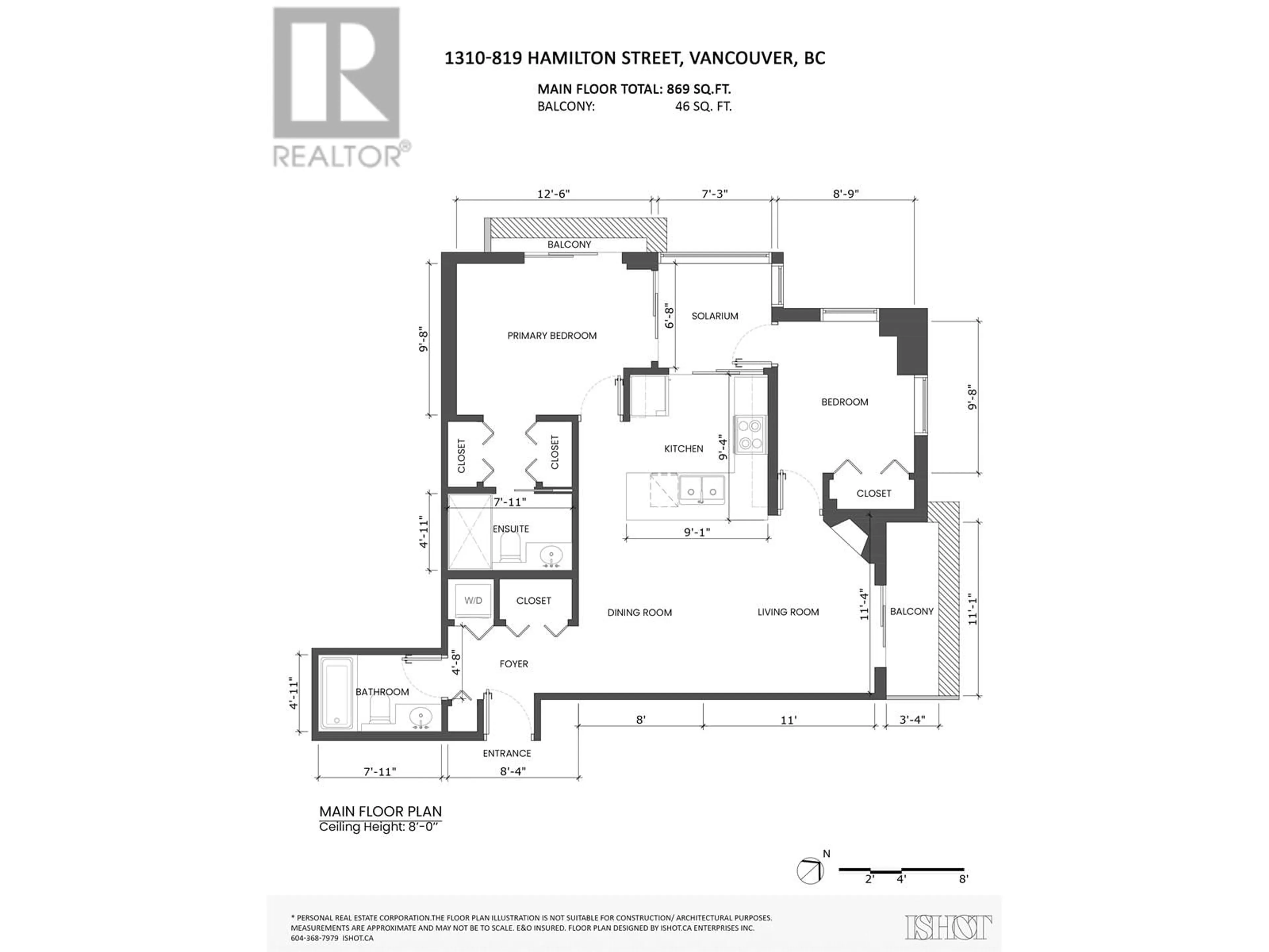 Floor plan for 1310 819 HAMILTON STREET, Vancouver British Columbia V6B6M2