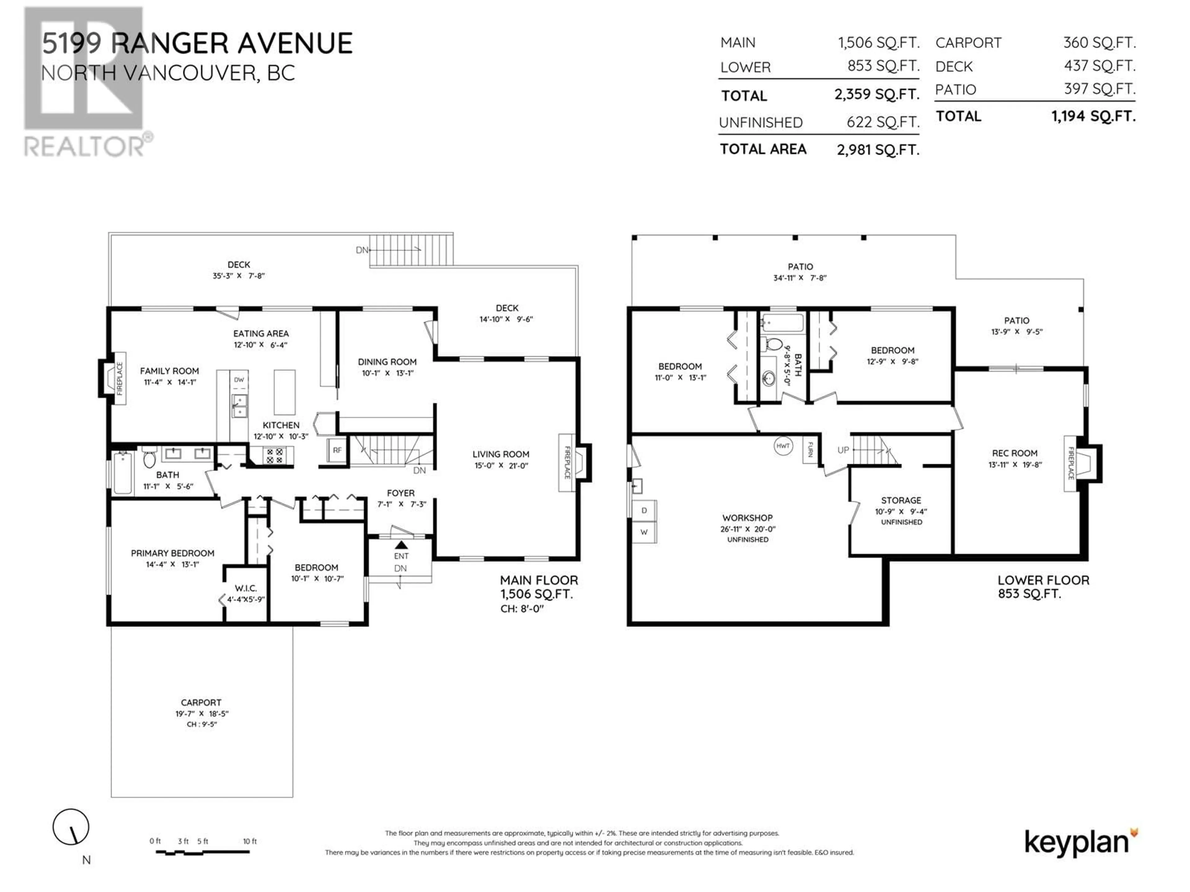 Floor plan for 5199 RANGER AVENUE, North Vancouver British Columbia V7R3M5