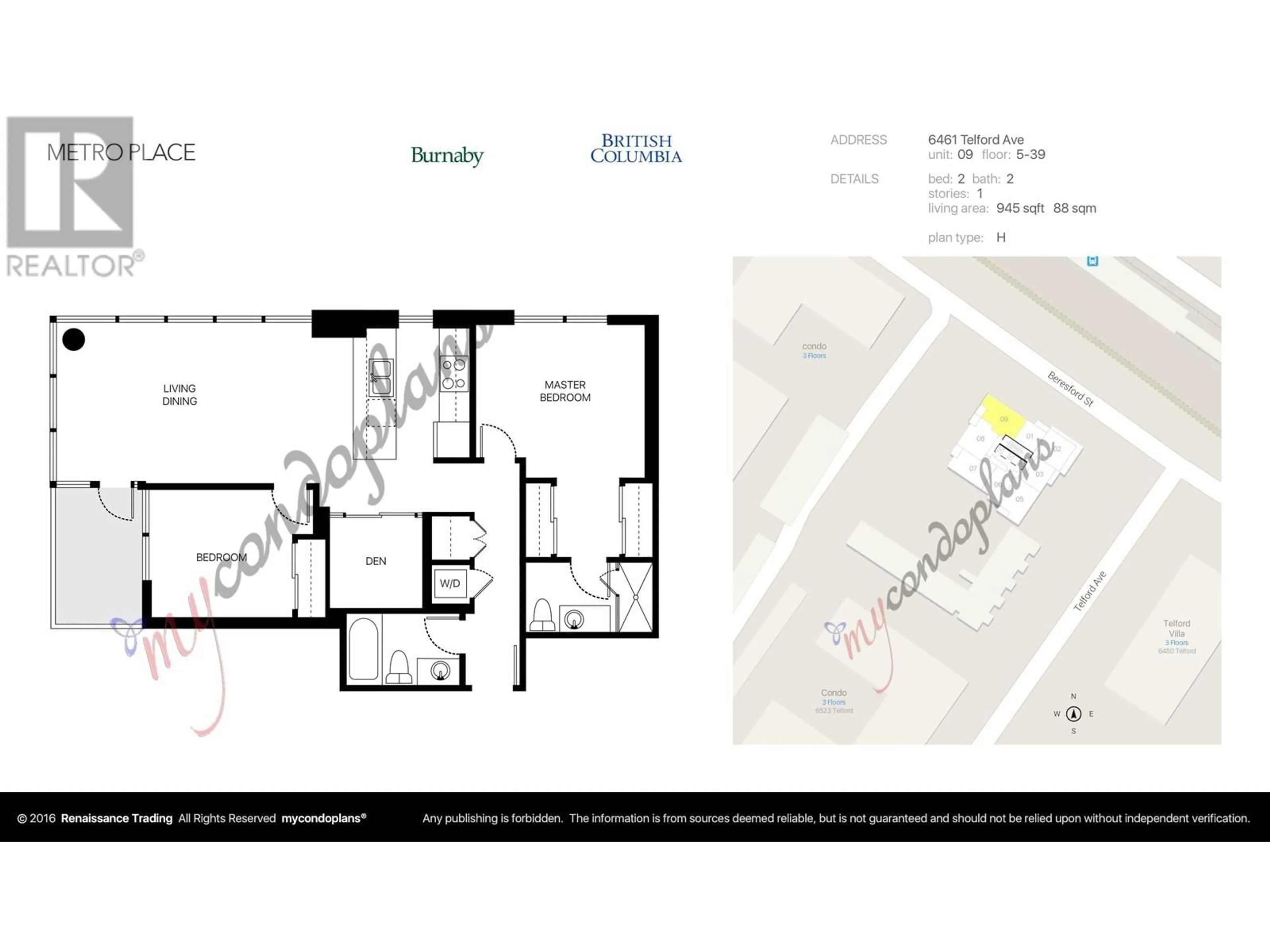 Floor plan for 2909 6461 TELFORD AVENUE, Burnaby British Columbia V5H0B7