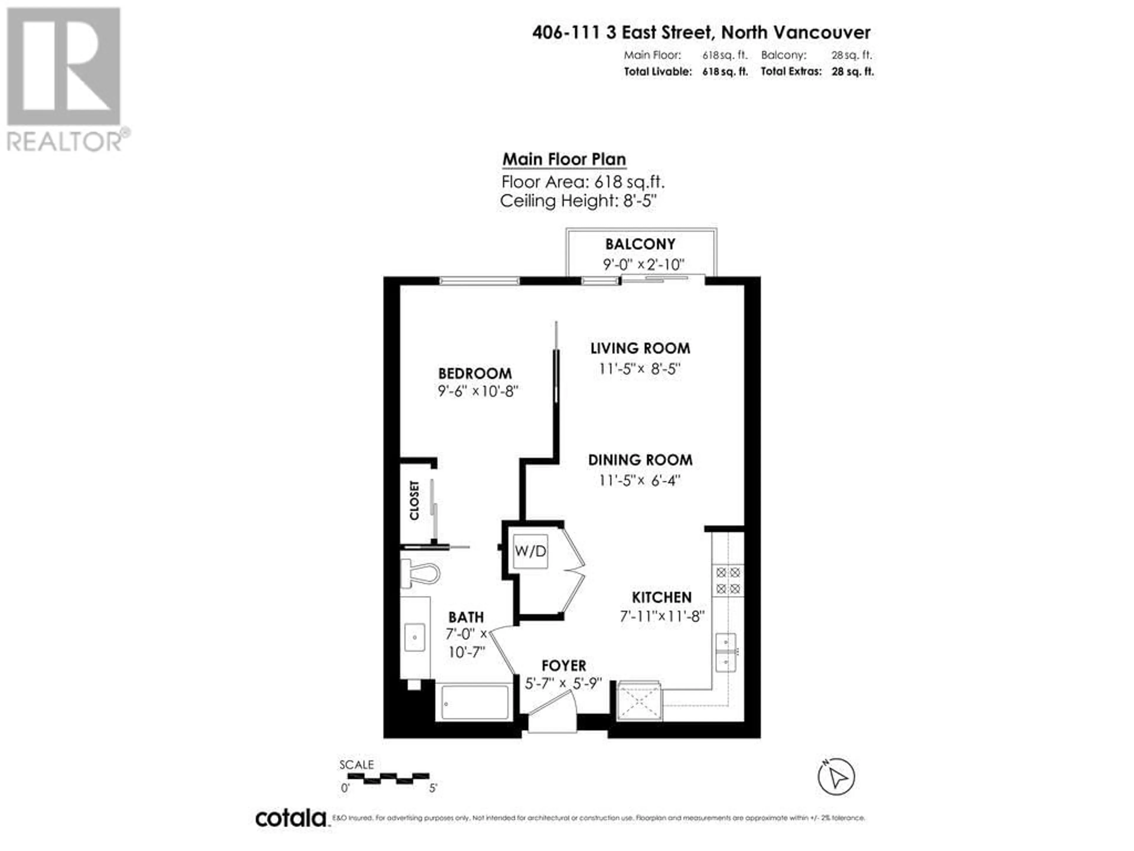 Floor plan for 406 111 E 3RD STREET, North Vancouver British Columbia V7L0C6