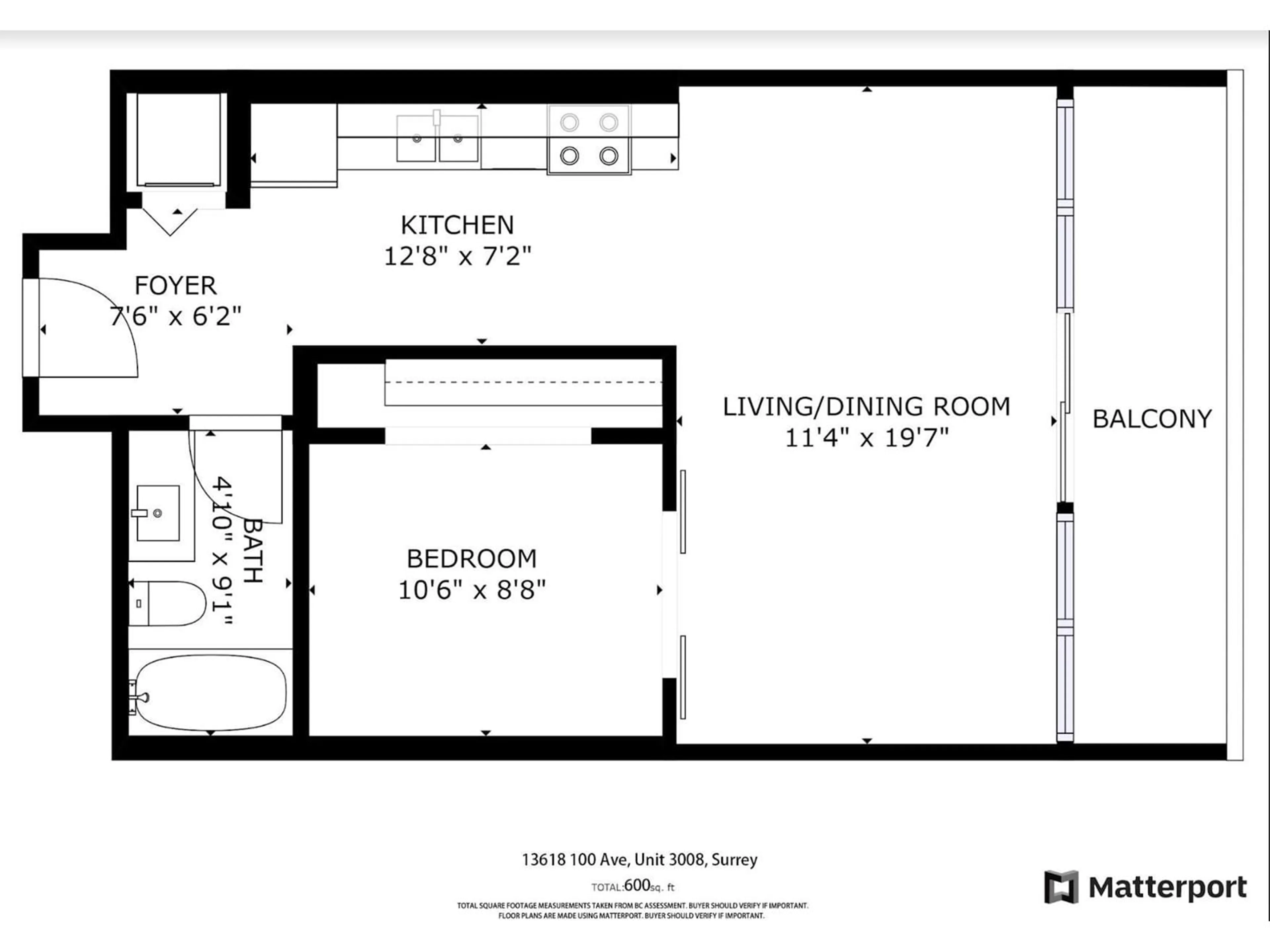 Floor plan for 3008 13618 100 AVENUE, Surrey British Columbia V3T0A8