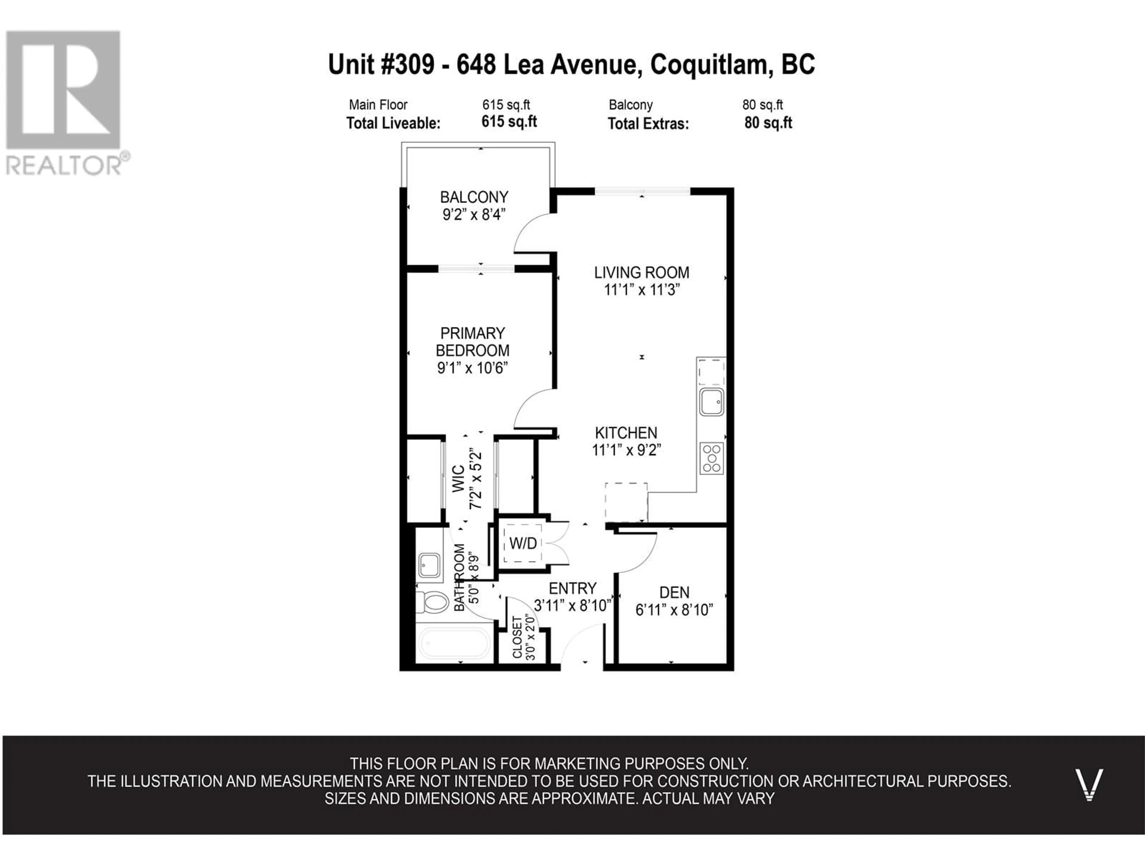 Floor plan for 309 648 LEA AVENUE, Coquitlam British Columbia V3J0P1