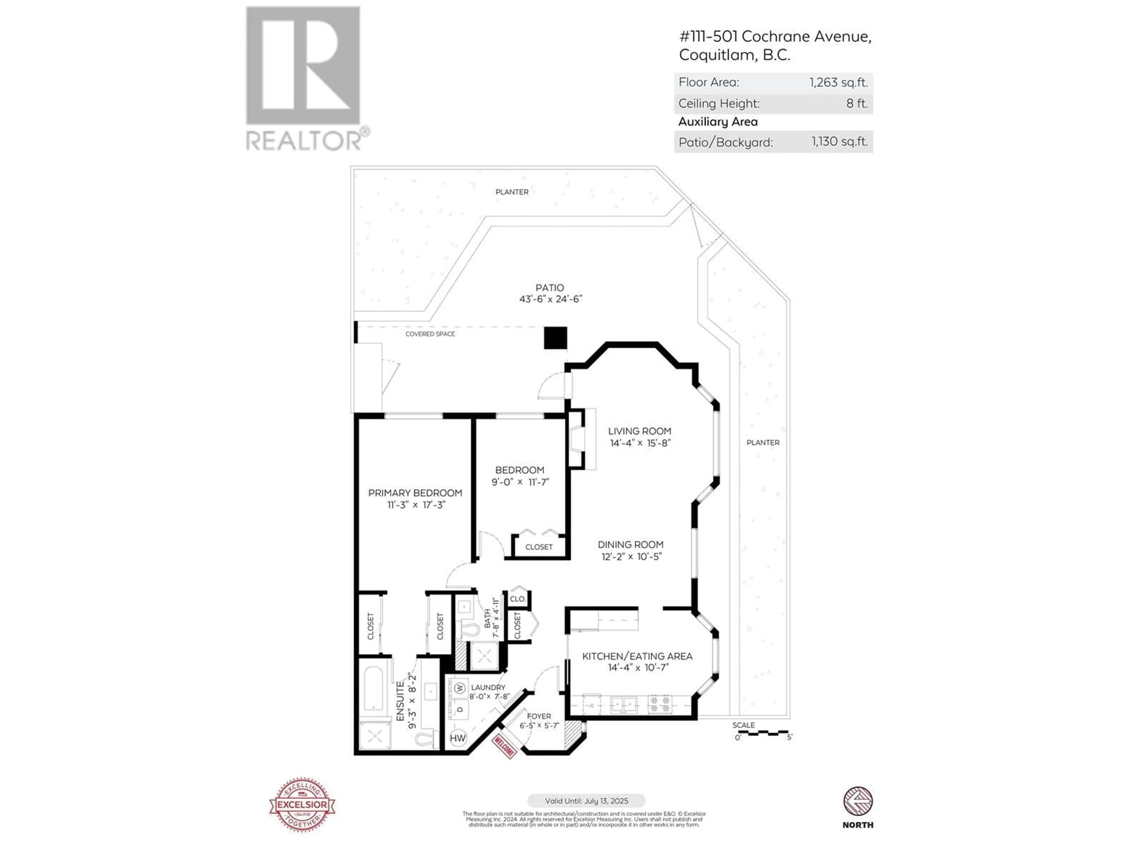 Floor plan for 111 501 COCHRANE AVENUE, Coquitlam British Columbia V3J7W5