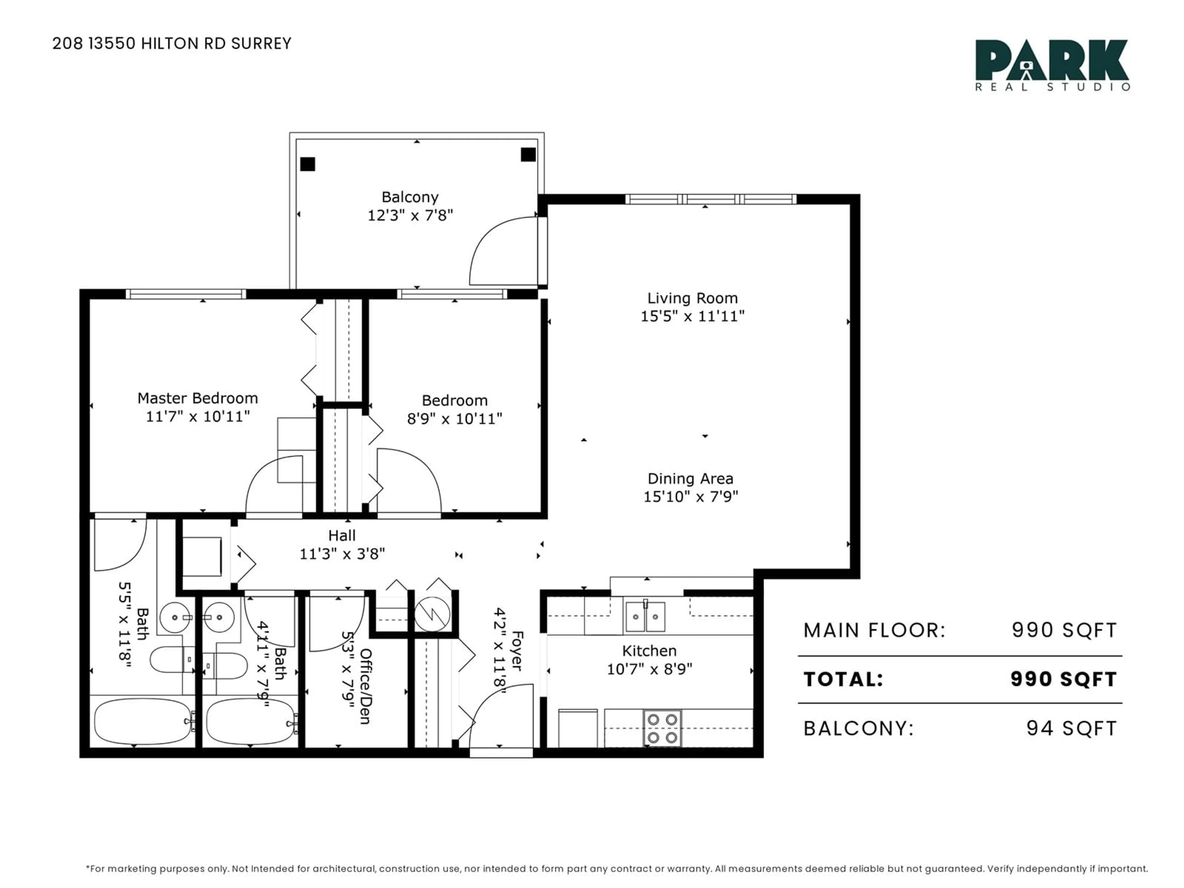 Floor plan for 208 13550 HILTON ROAD, Surrey British Columbia V3R5J4