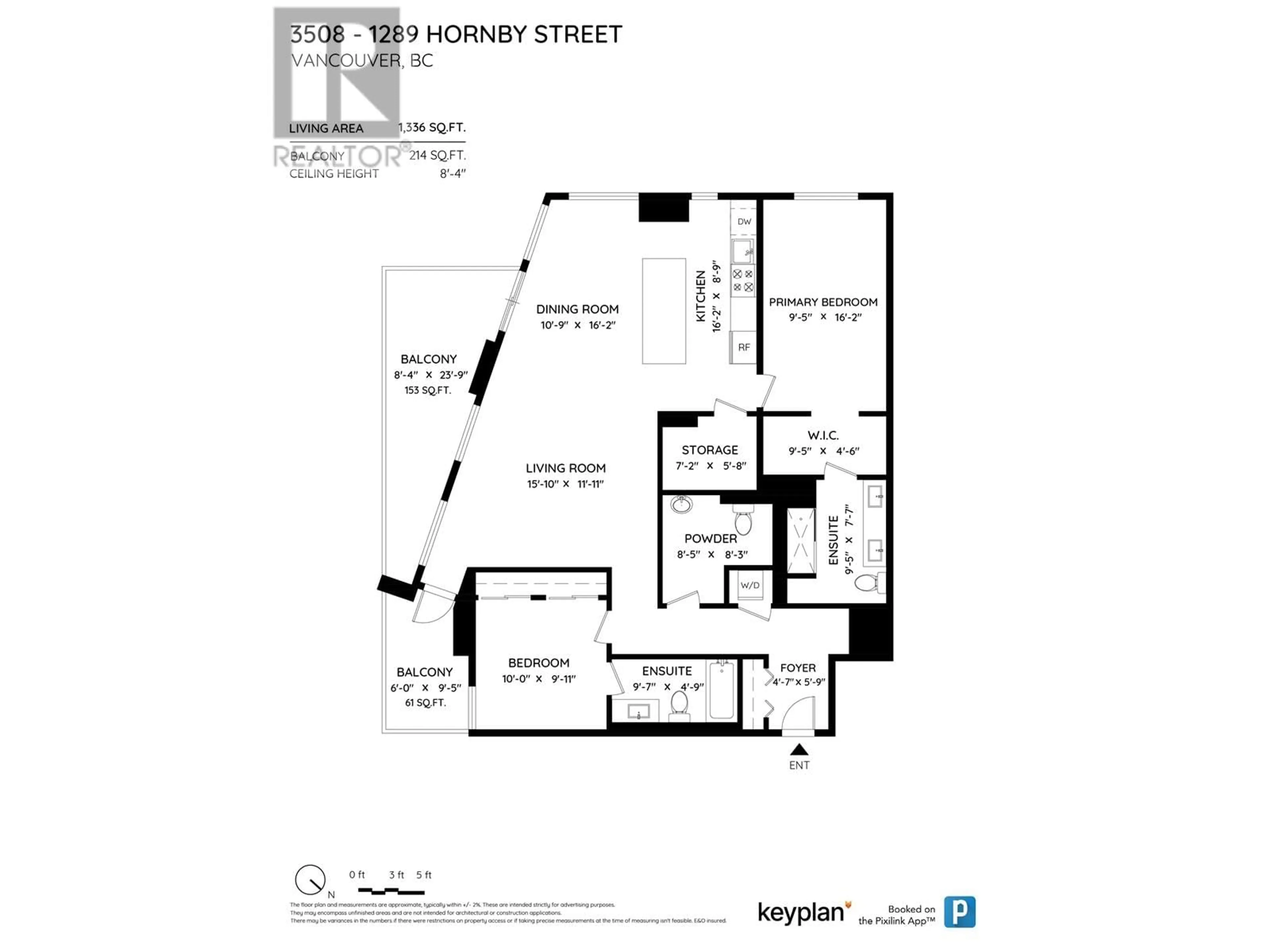 Floor plan for 3508 1289 HORNBY STREET, Vancouver British Columbia V6Z0G7