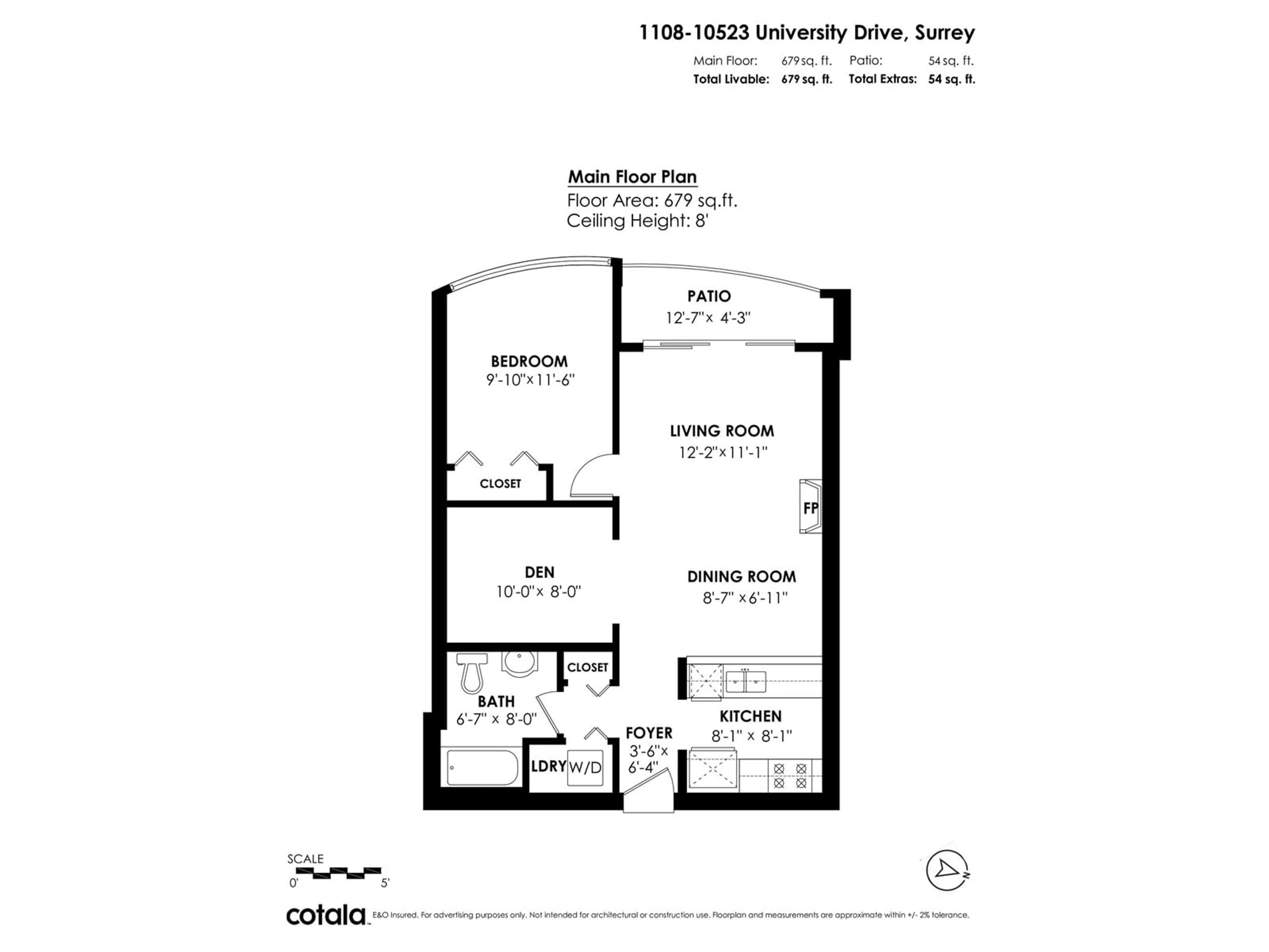 Floor plan for 1108 10523 UNIVERSITY DRIVE, Surrey British Columbia V3T5T8