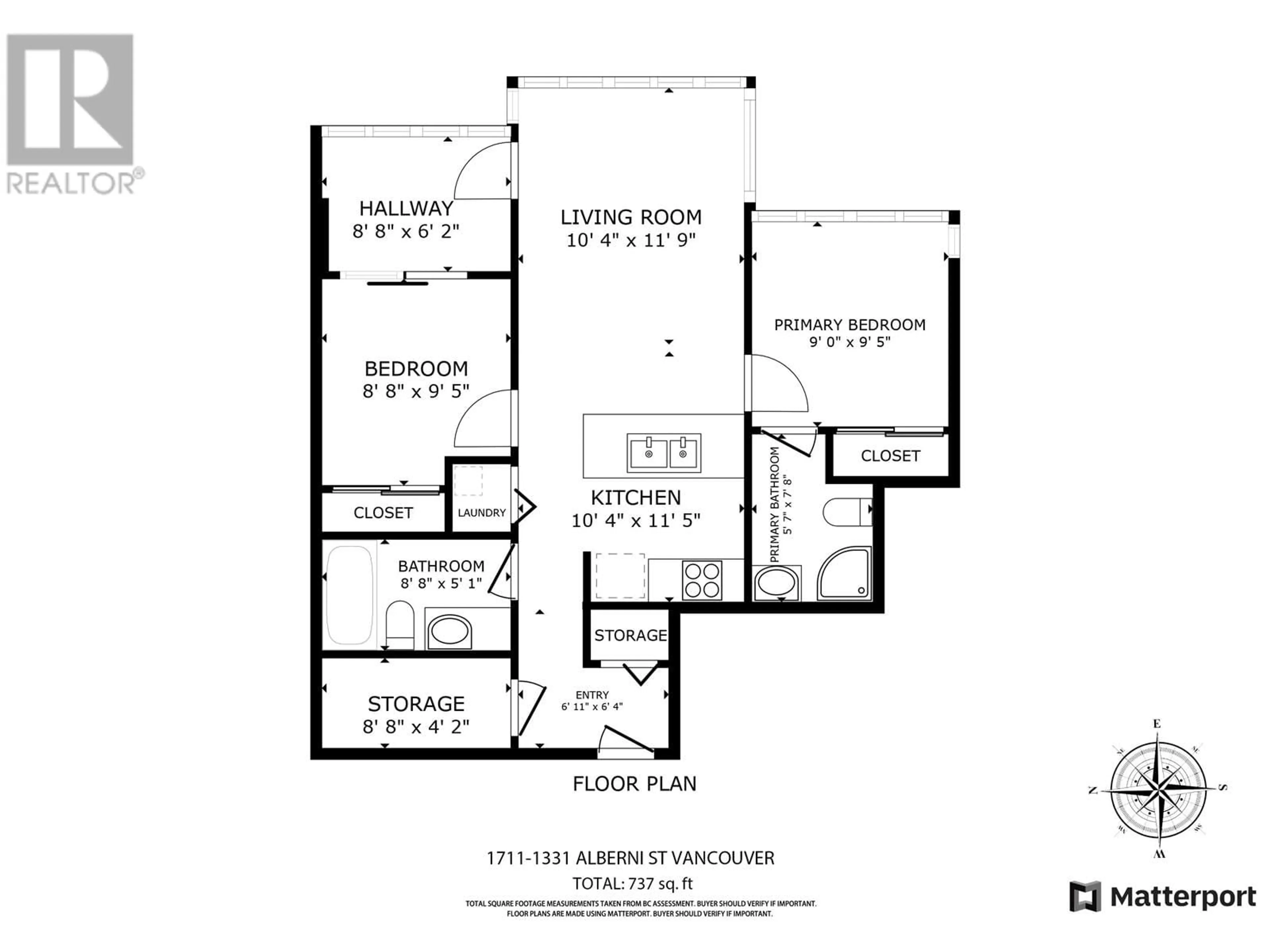 Floor plan for 1711 1331 ALBERNI STREET, Vancouver British Columbia V6E4S1