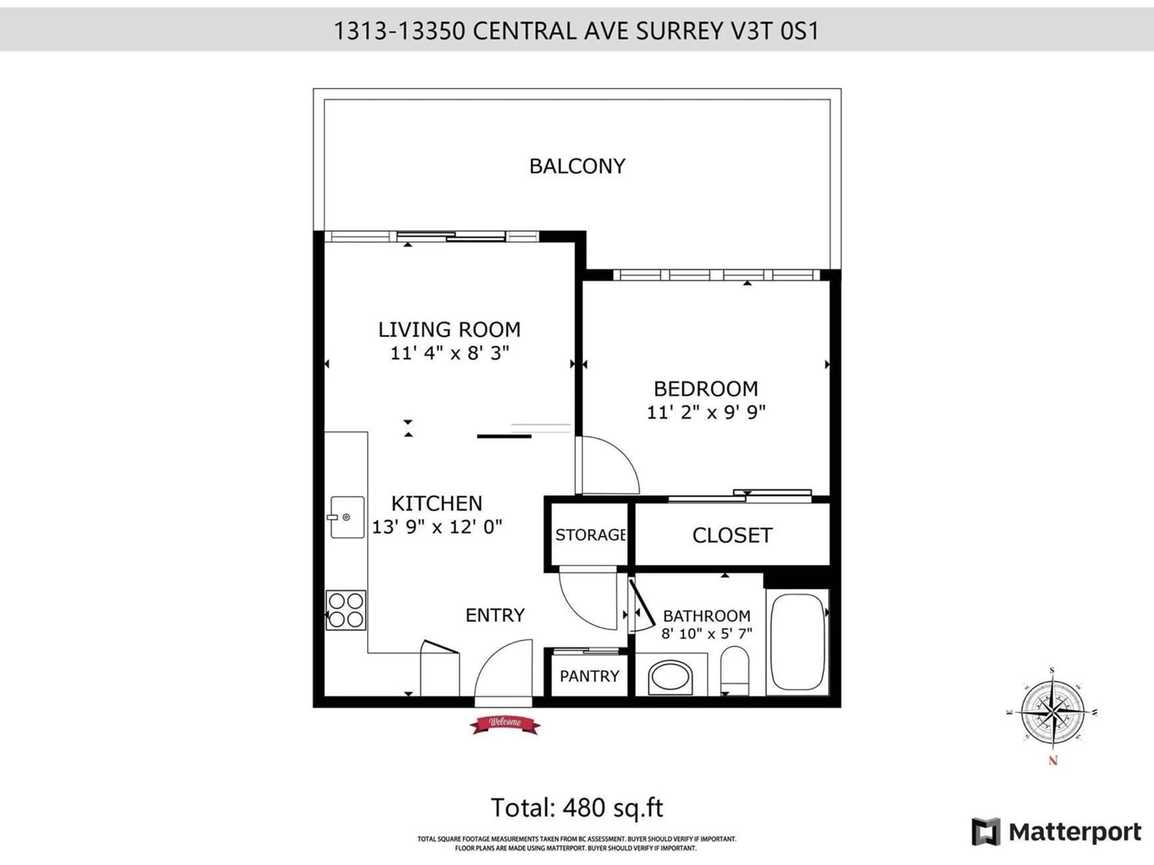 Floor plan for 1313 13350 CENTRAL AVENUE, Surrey British Columbia V3T0S1