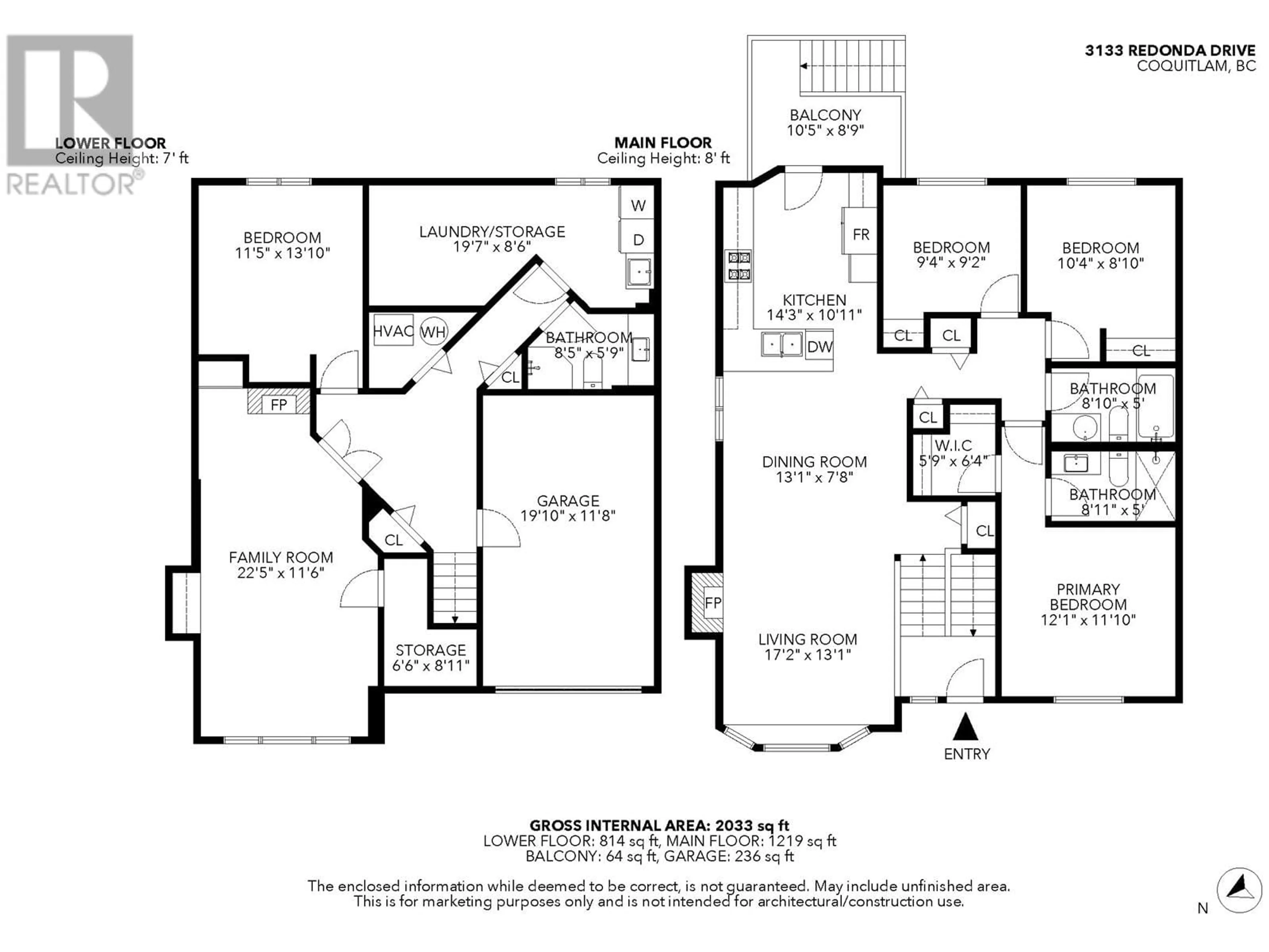 Floor plan for 3133 REDONDA DRIVE, Coquitlam British Columbia V3E2A3