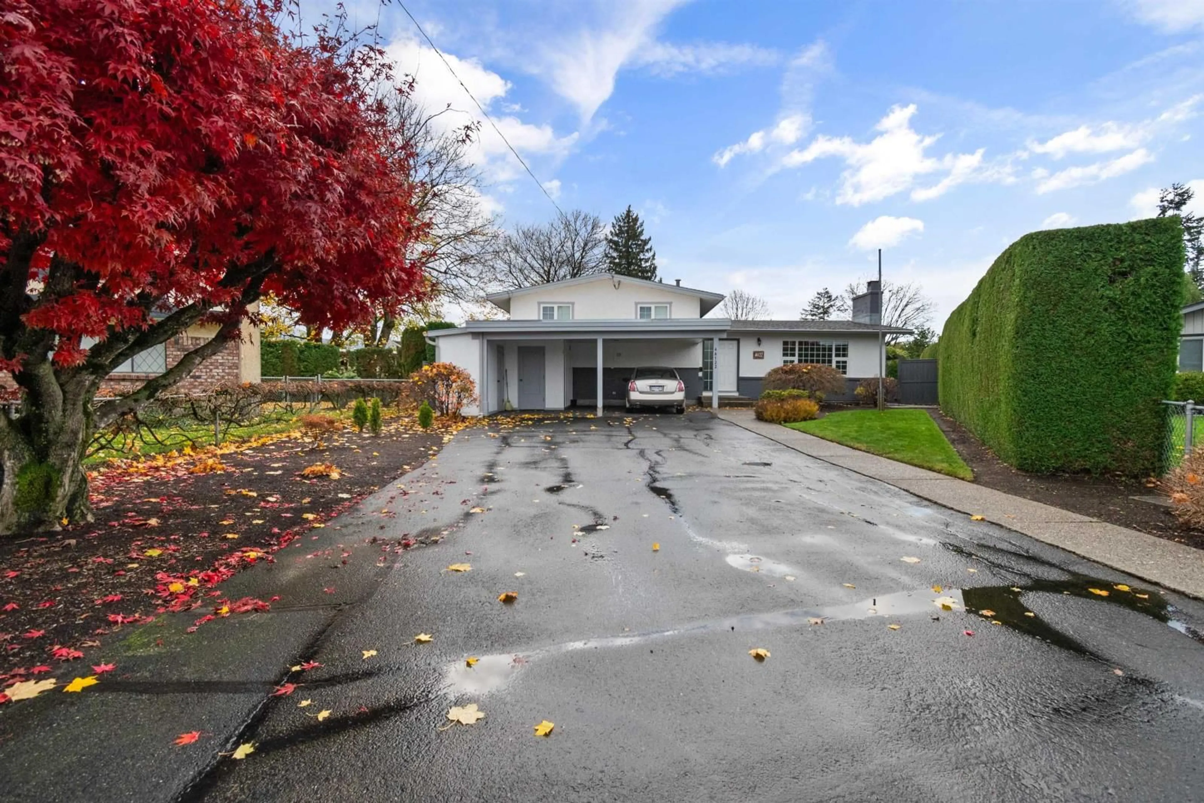 A pic from exterior of the house or condo, the fenced backyard for 46122 GREENWOOD DRIVE, Chilliwack British Columbia V2R4C8