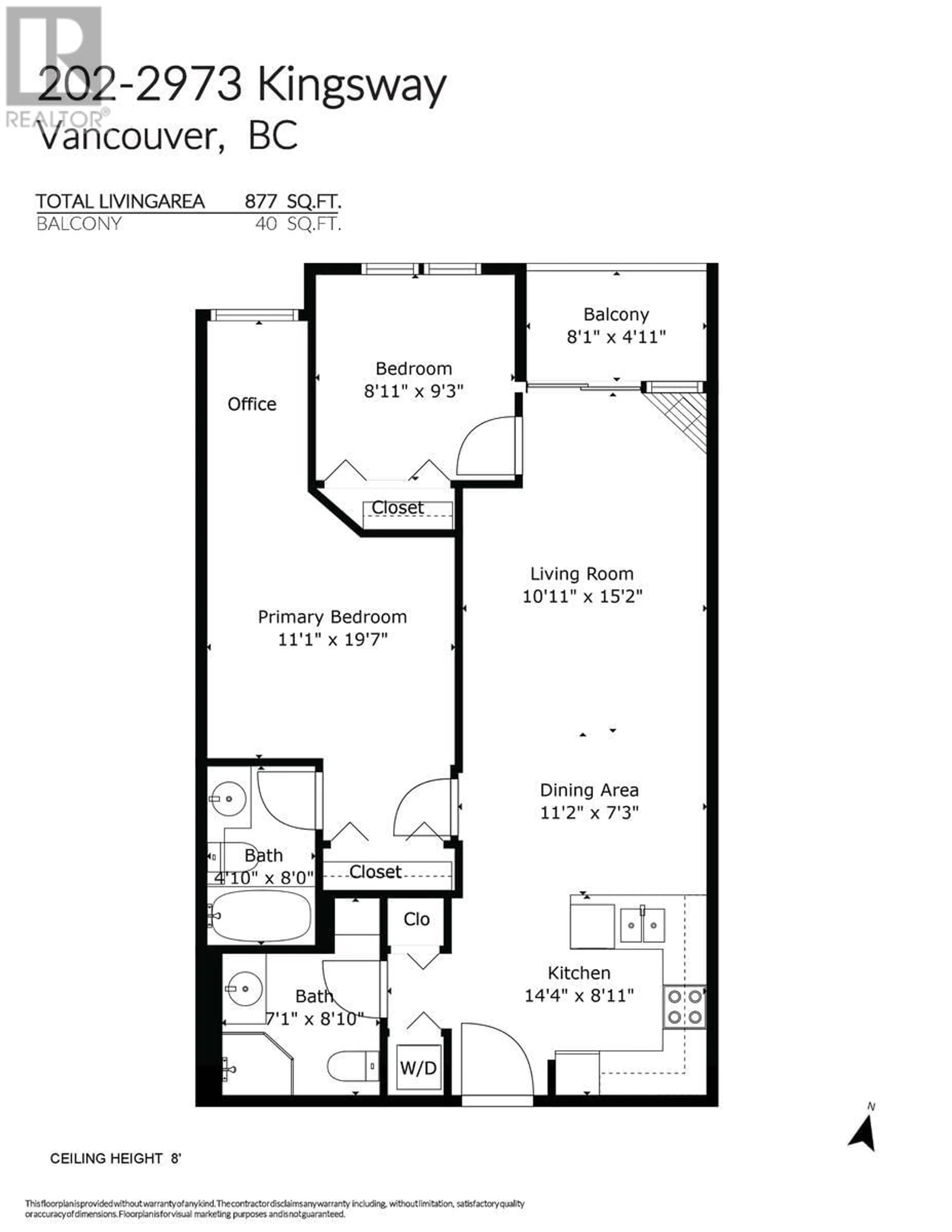 Floor plan for 202 2973 KINGSWAY, Vancouver British Columbia V5R5J4