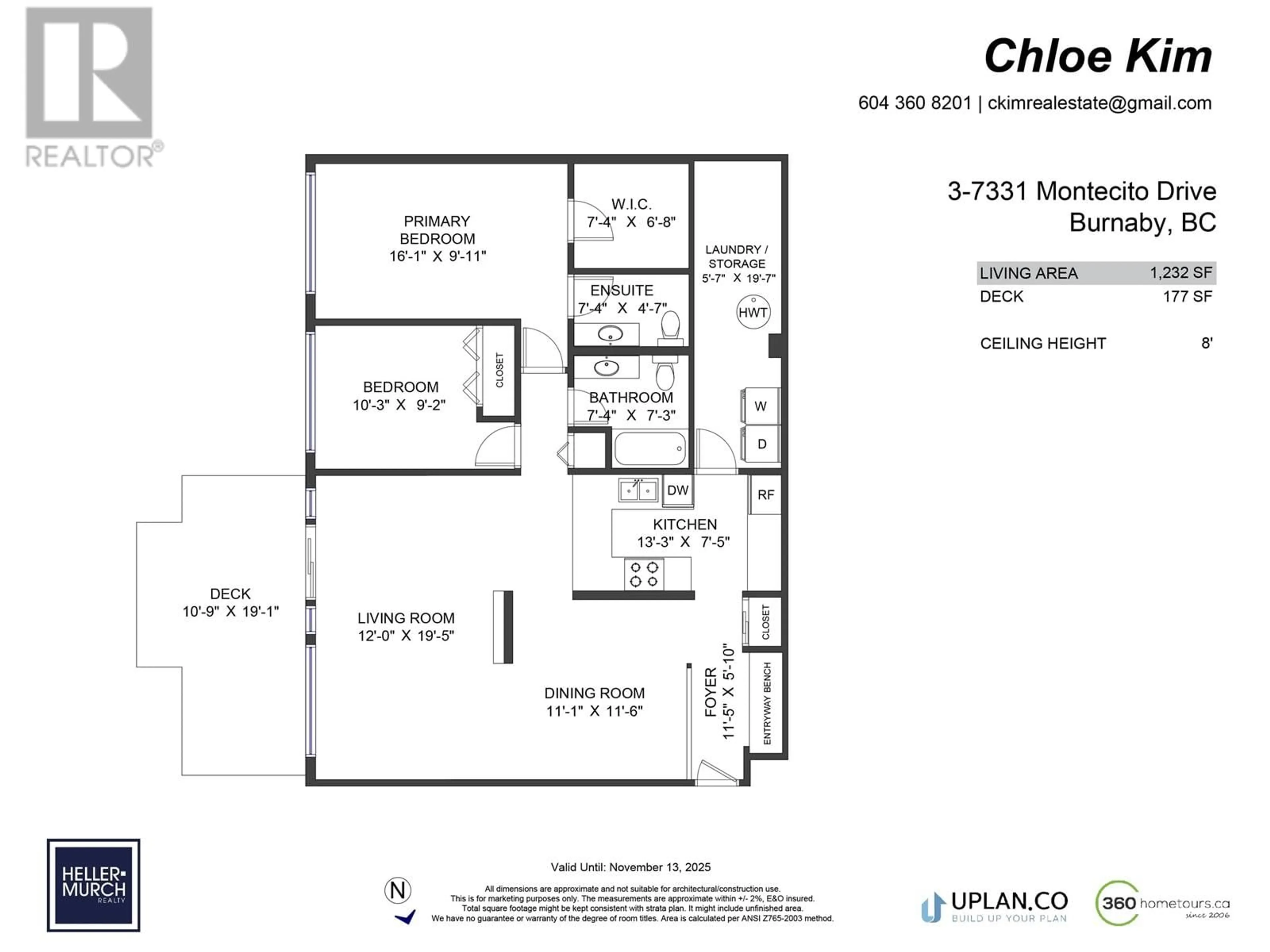 Floor plan for 3 7331 MONTECITO DRIVE, Burnaby British Columbia V5A1R3