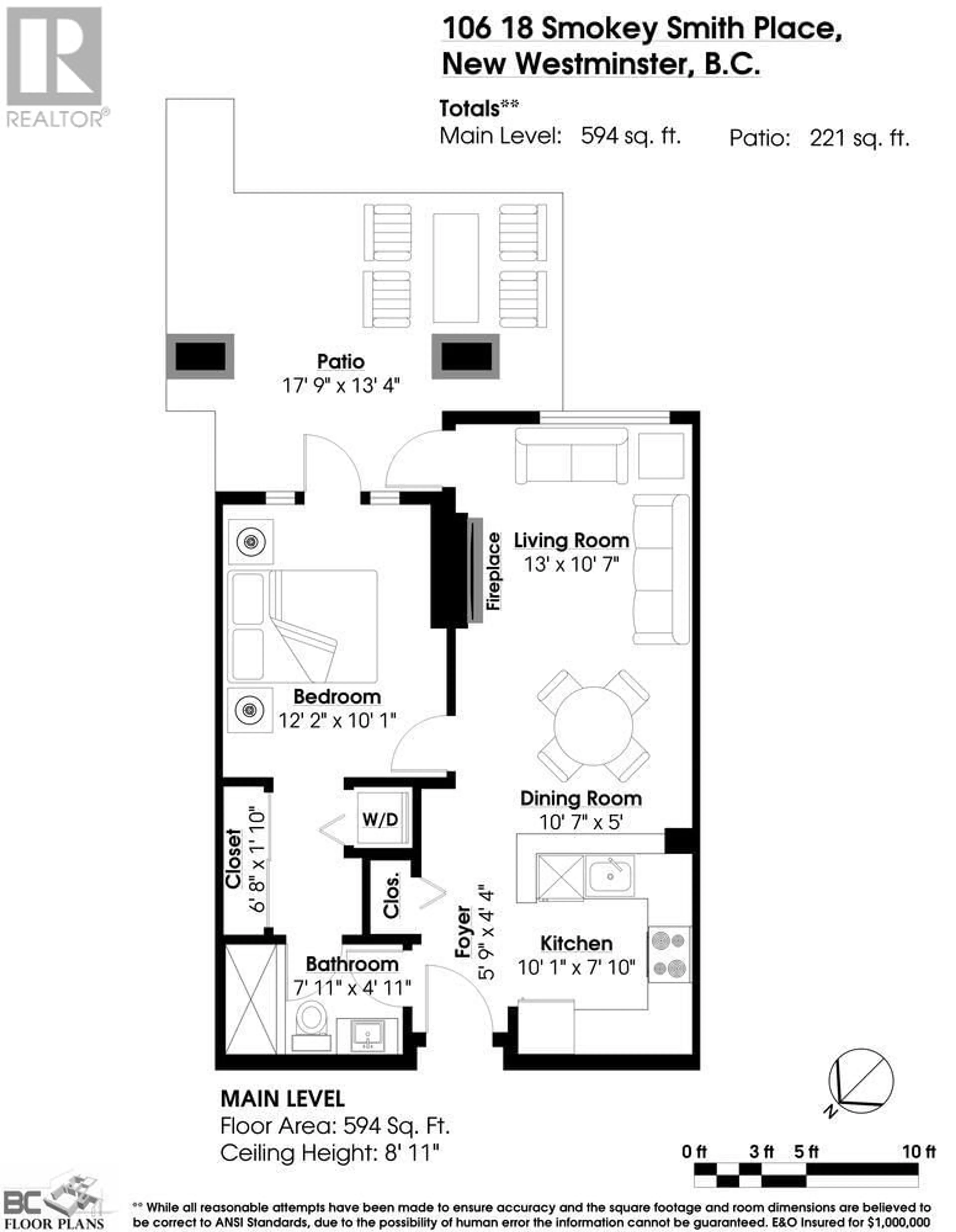 Floor plan for 106 18 SMOKEY SMITH PLACE, New Westminster British Columbia V3L5V3