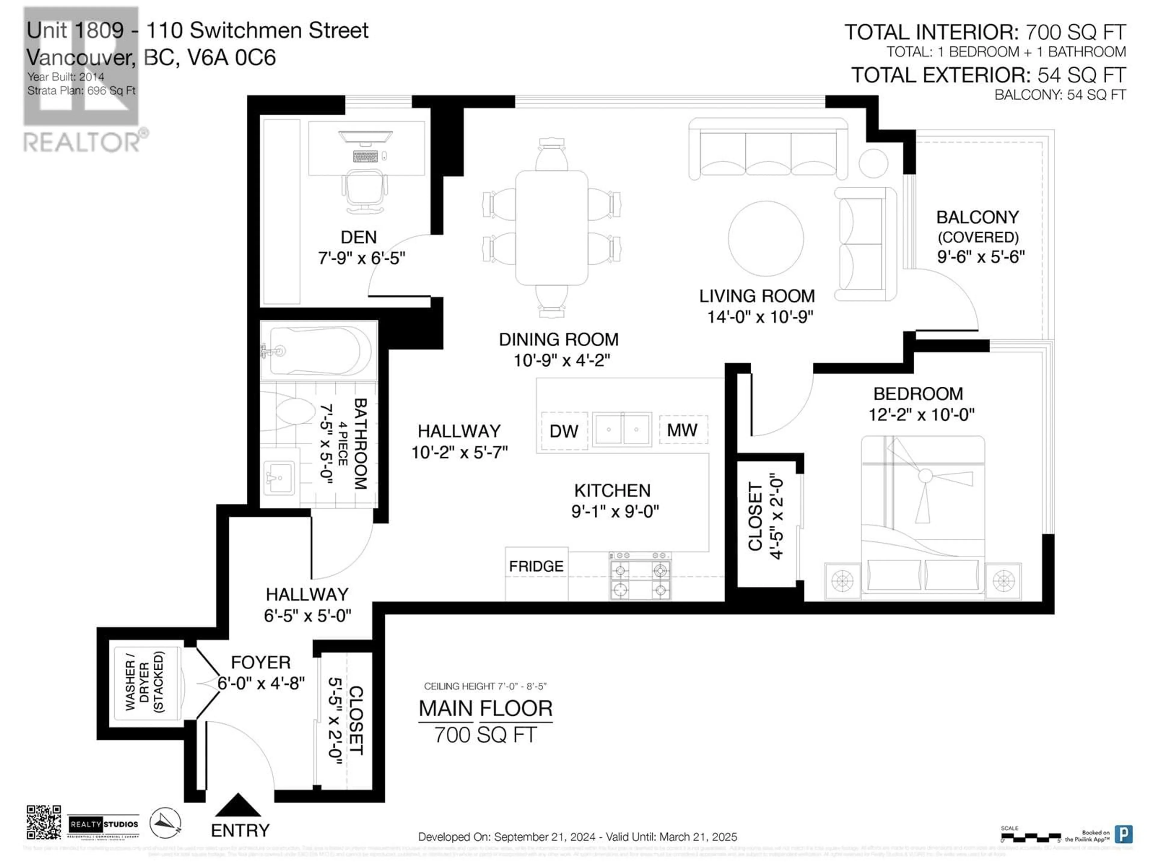 Floor plan for 1809 110 SWITCHMEN STREET, Vancouver British Columbia V6A0C6