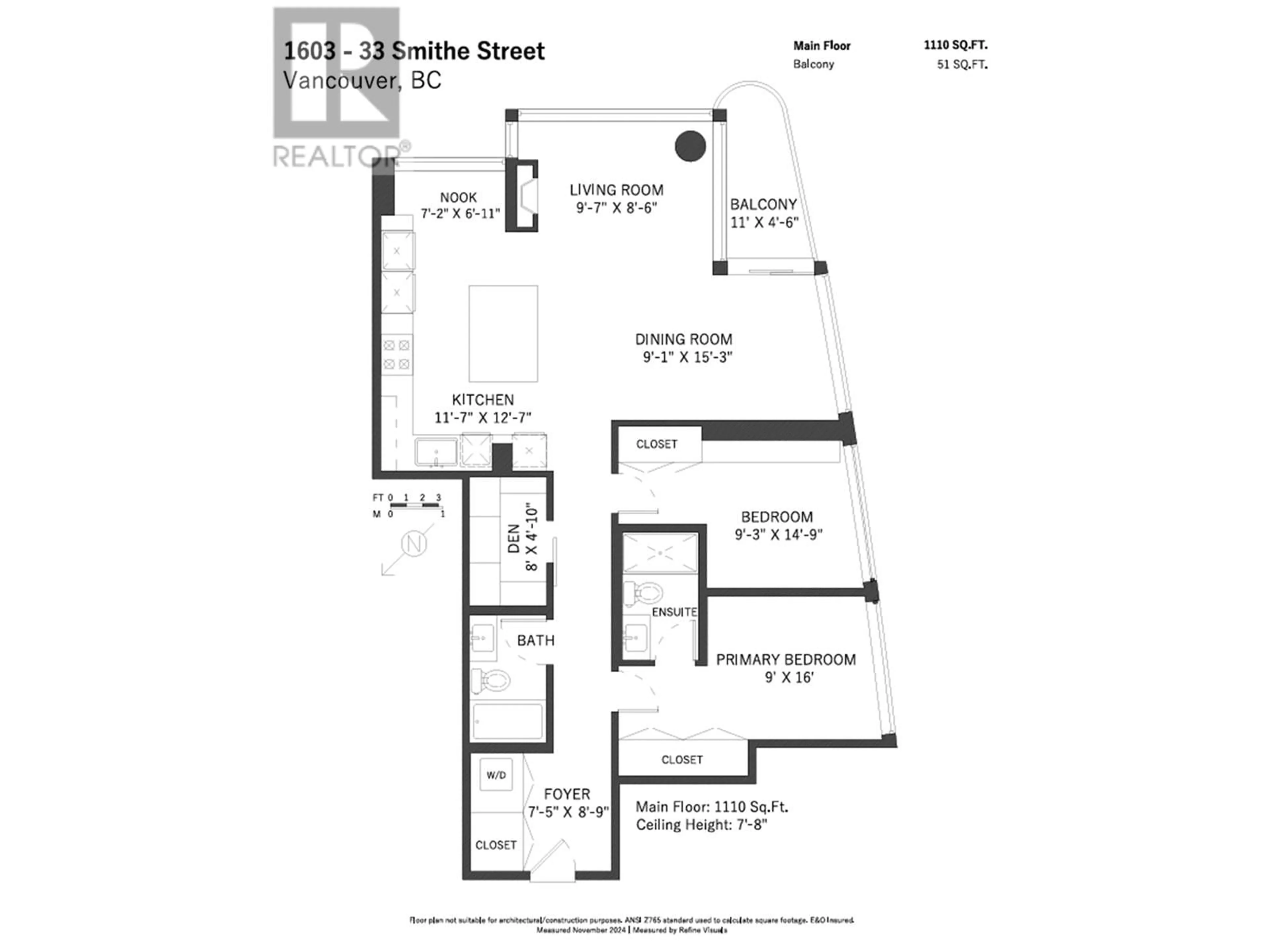 Floor plan for 1603 33 SMITHE STREET, Vancouver British Columbia V6B0B5