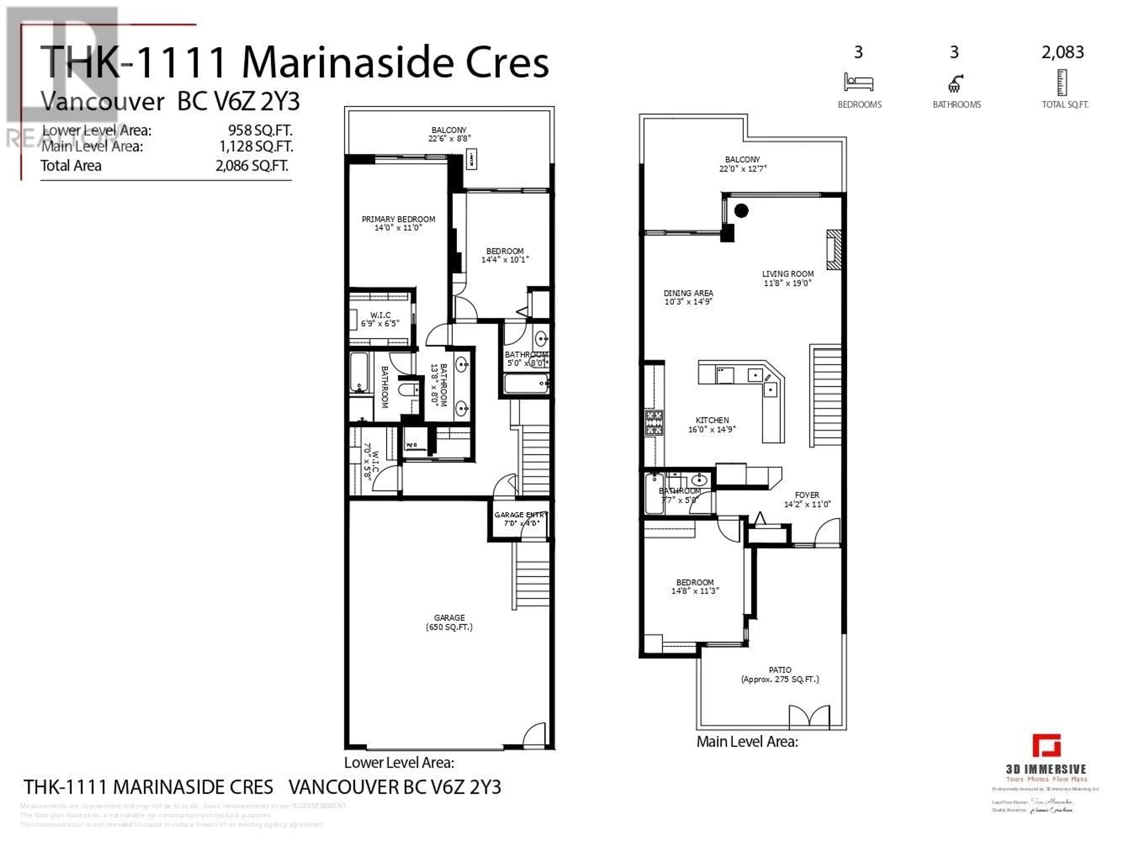 Floor plan for THK 1111 MARINASIDE CRESCENT, Vancouver British Columbia V6Z2Y3