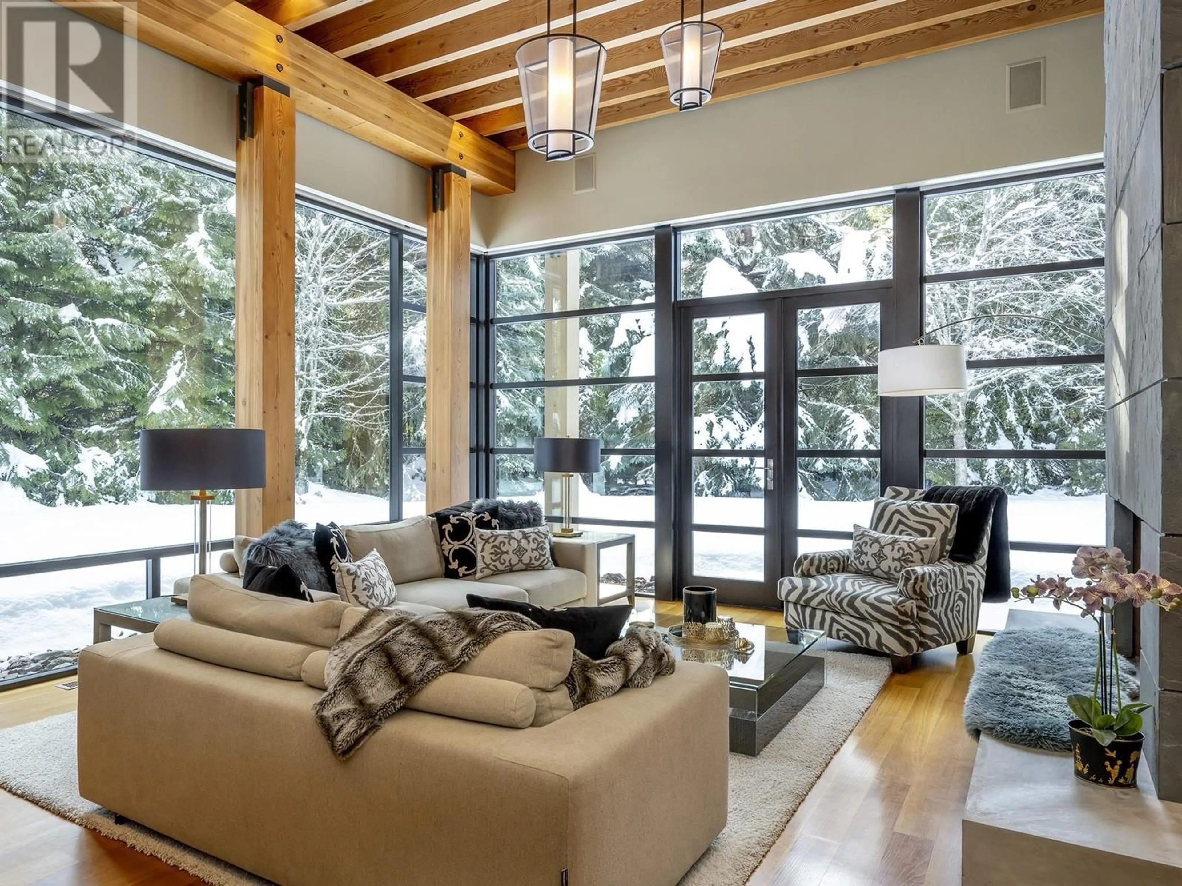 Living room, wood floors for 6677 CRABAPPLE DRIVE, Whistler British Columbia V8E0C5