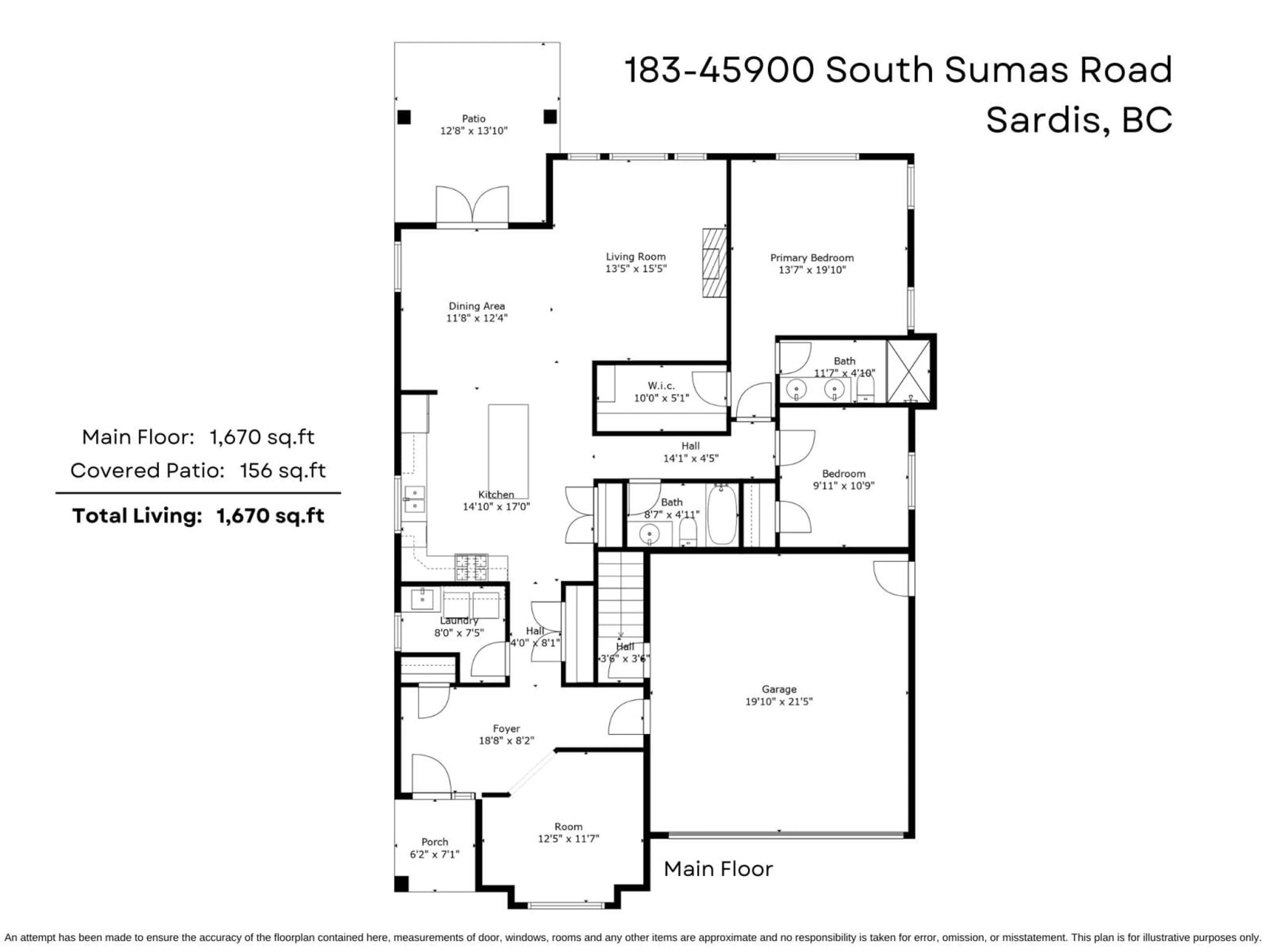 Floor plan for 183 45900 SOUTH SUMAS ROAD, Chilliwack British Columbia V2R0S9