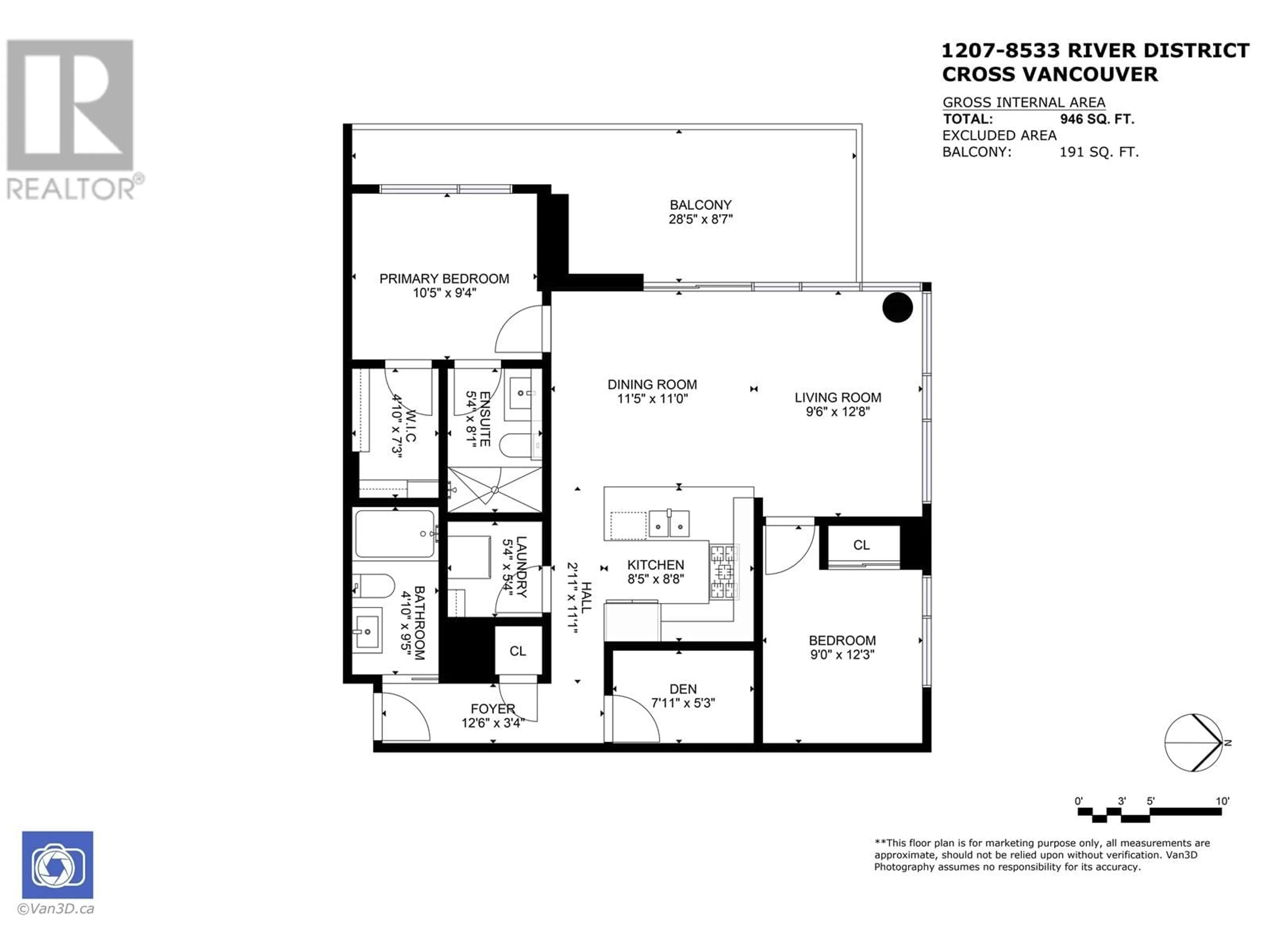 Floor plan for 1207 8533 RIVER DISTRICT CROSSING, Vancouver British Columbia V5S0H2