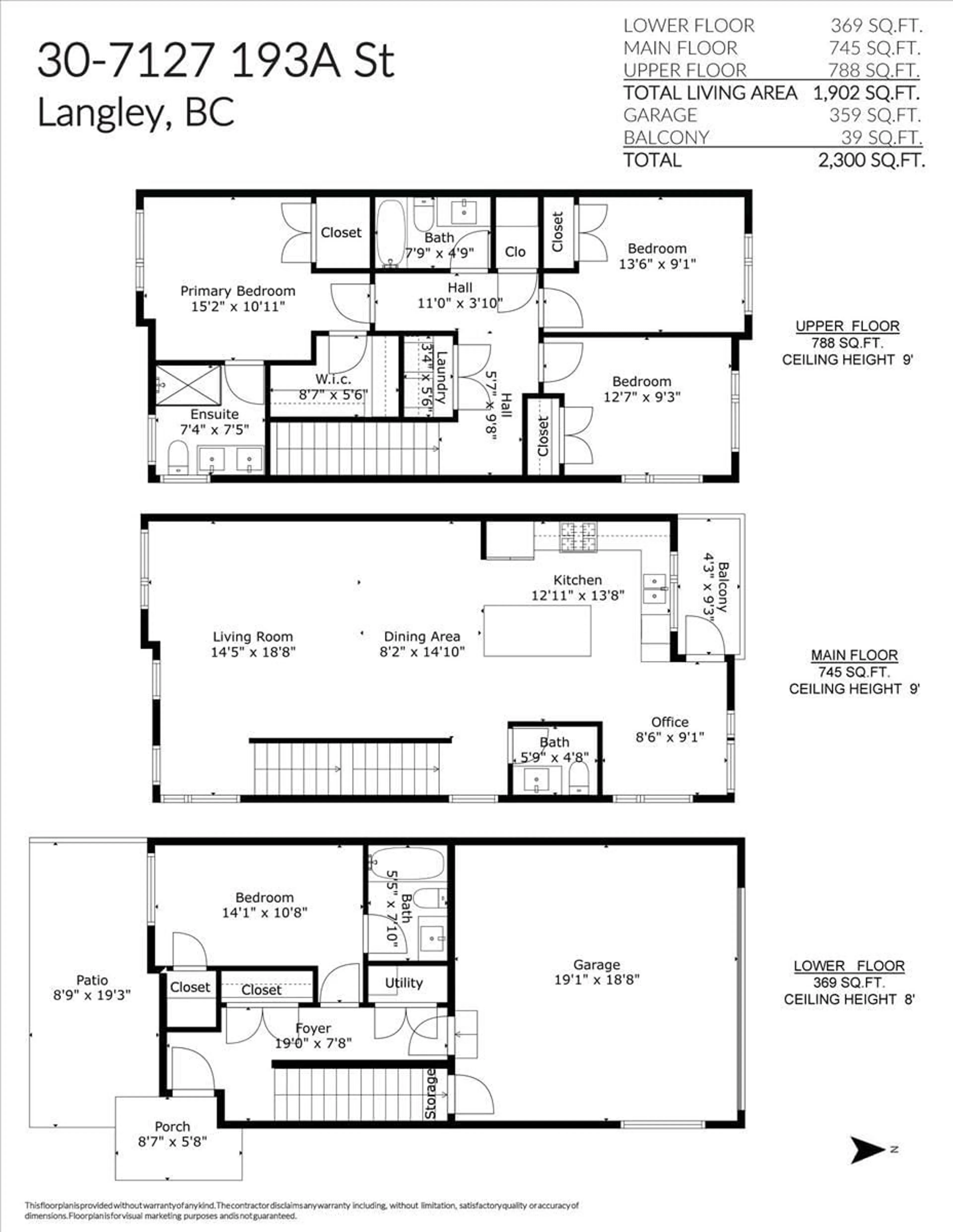 Floor plan for 30 7127 193A STREET, Surrey British Columbia V4N0B8