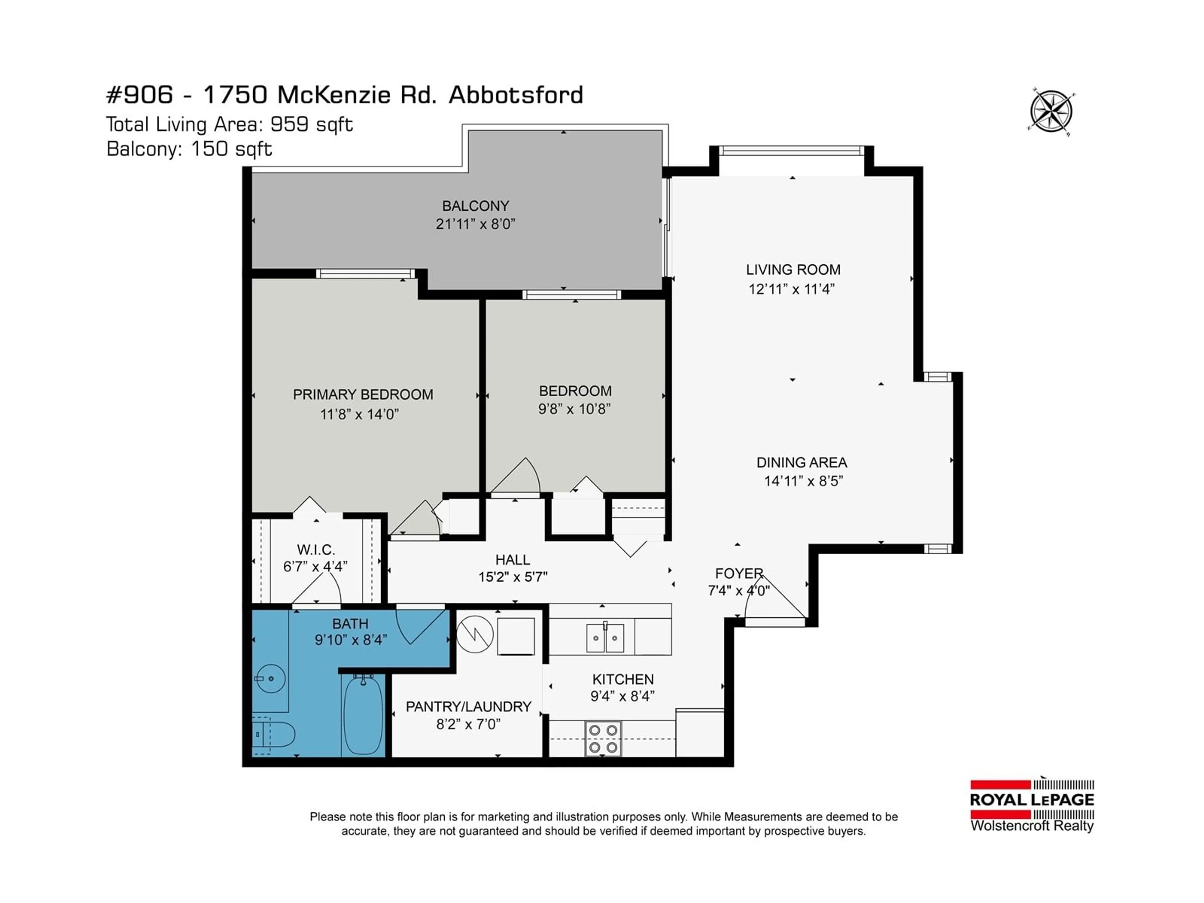 Floor plan for 906 1750 MCKENZIE ROAD, Abbotsford British Columbia V2S3Z3