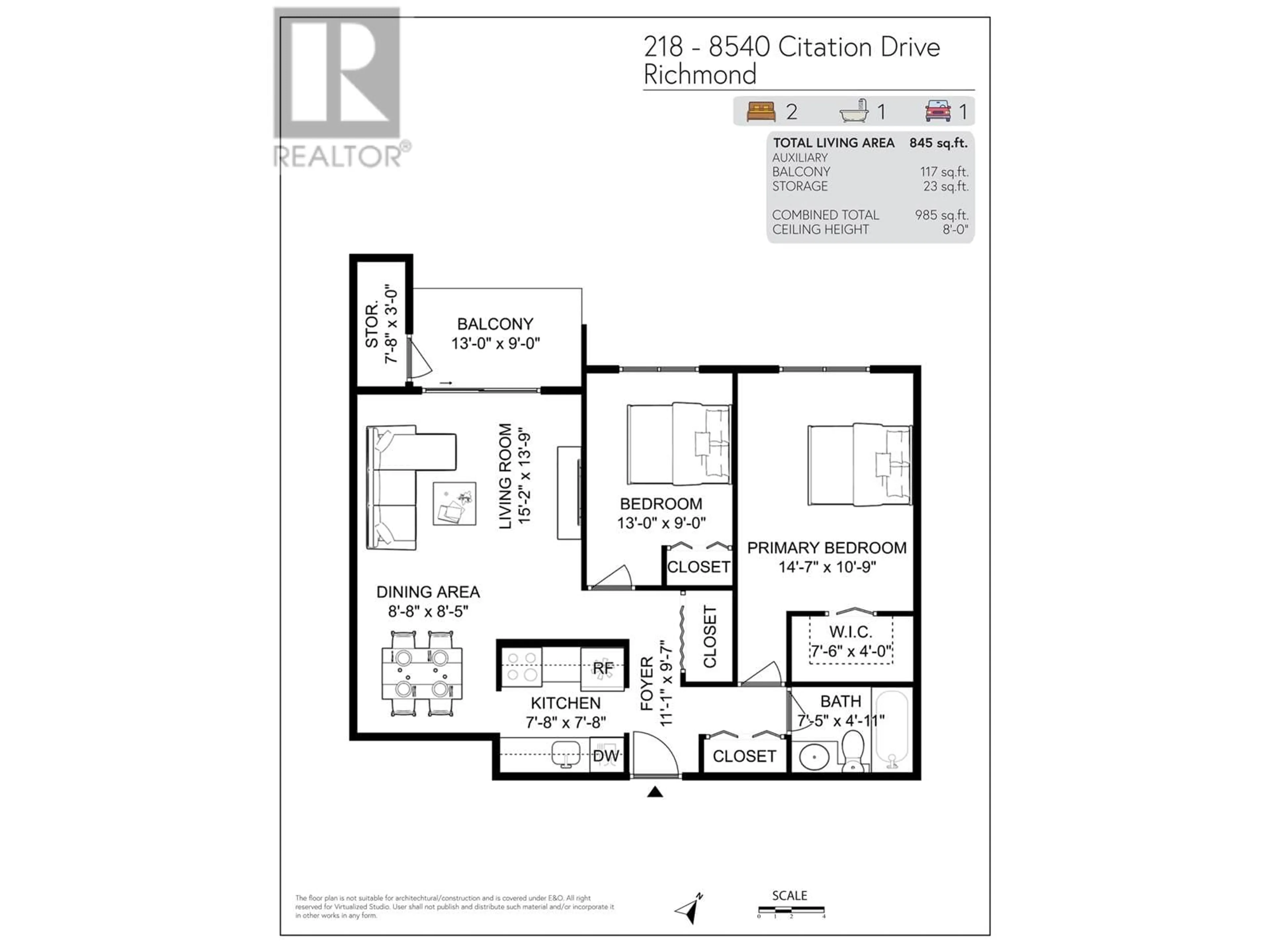 Floor plan for 218 8540 CITATION DRIVE, Richmond British Columbia V6Y3A3