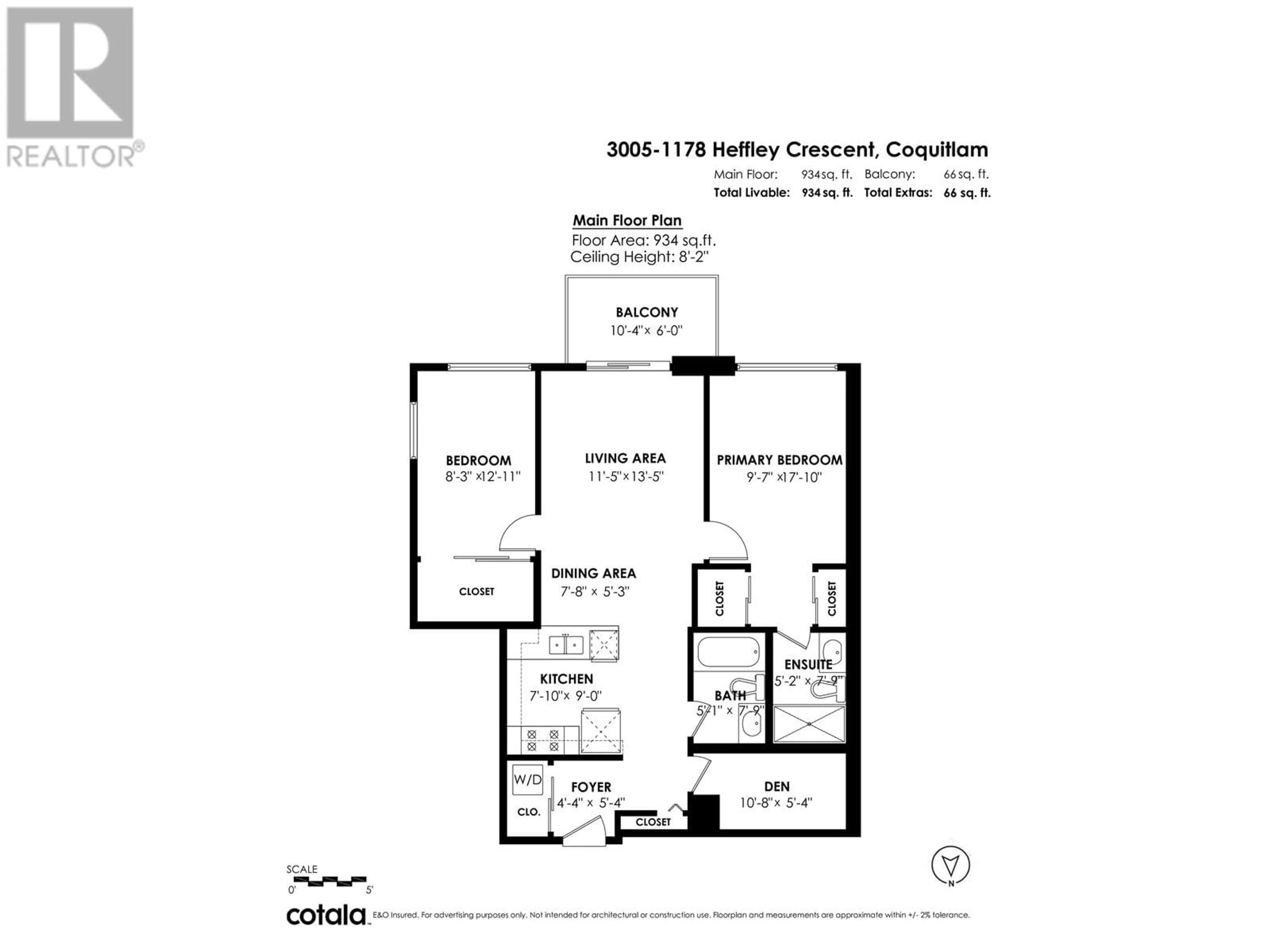 Floor plan for 3005 1178 HEFFLEY CRESCENT, Coquitlam British Columbia V3B0A7